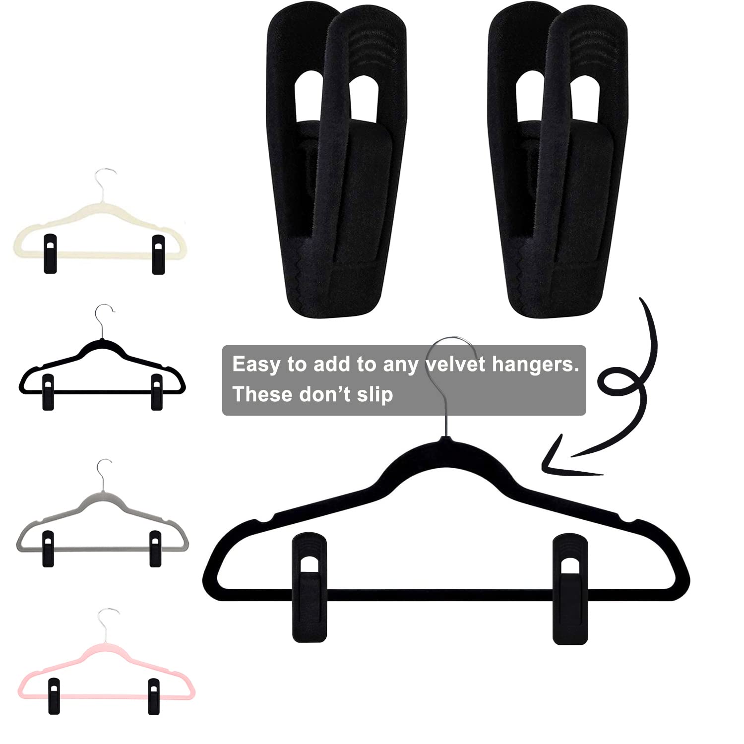 Black Velvet Hangers Clips