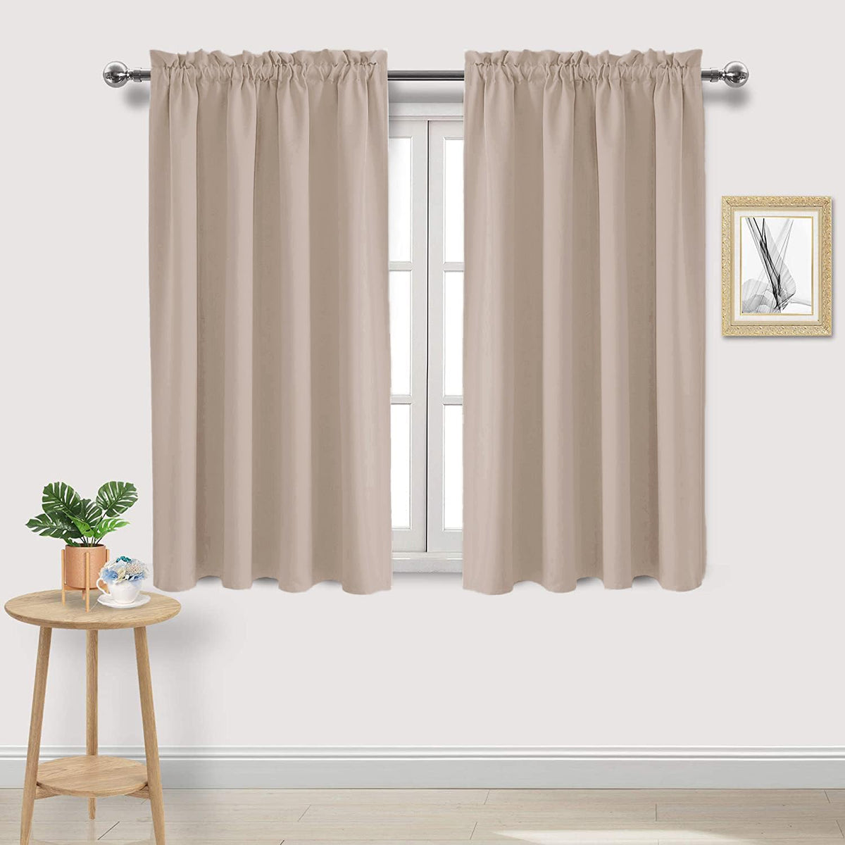 Blackout Curtains for Bedroom Living Room 52 x 45 Inch Long Camel (2 Count)