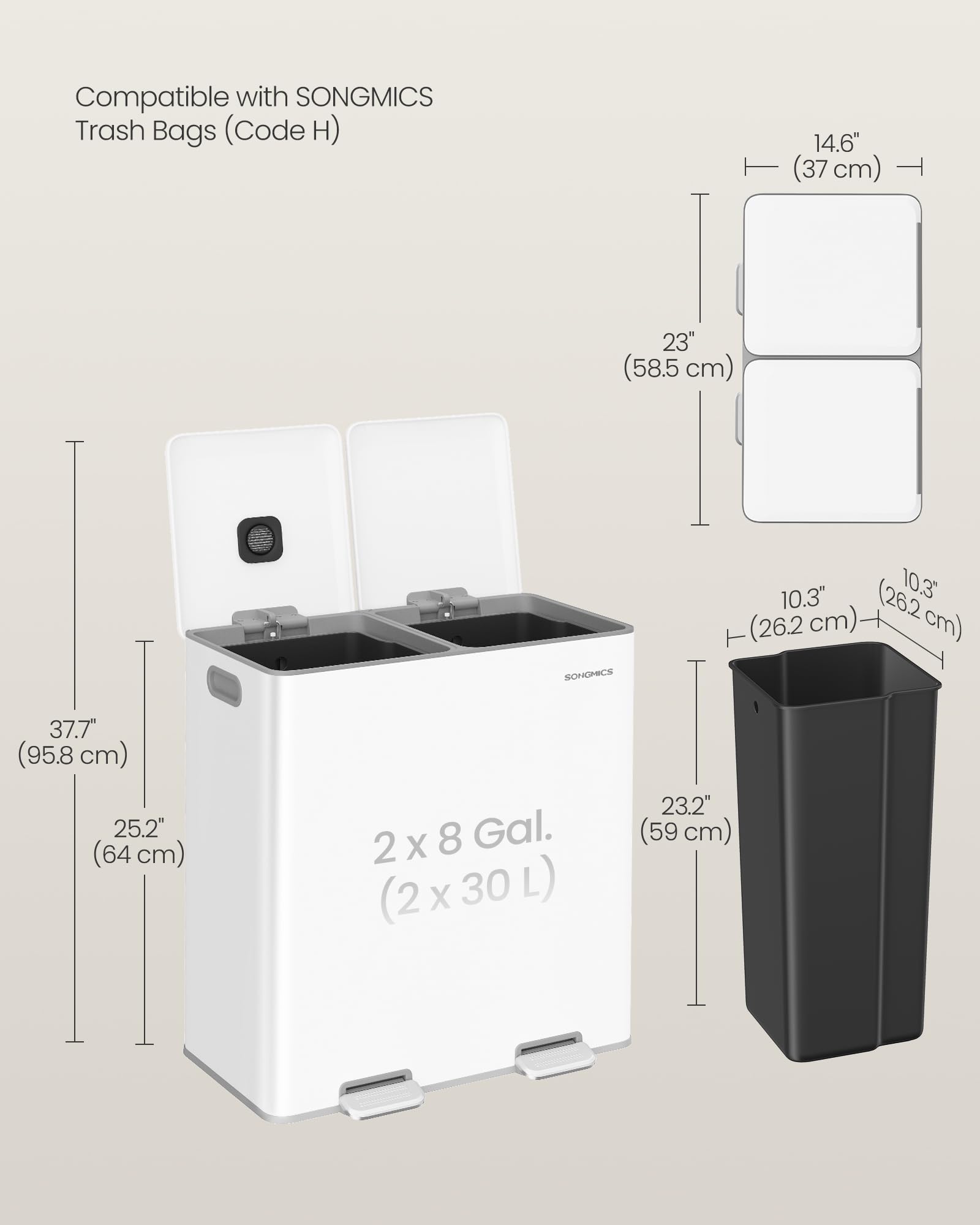 Trash Can 2 x 8 Gallon