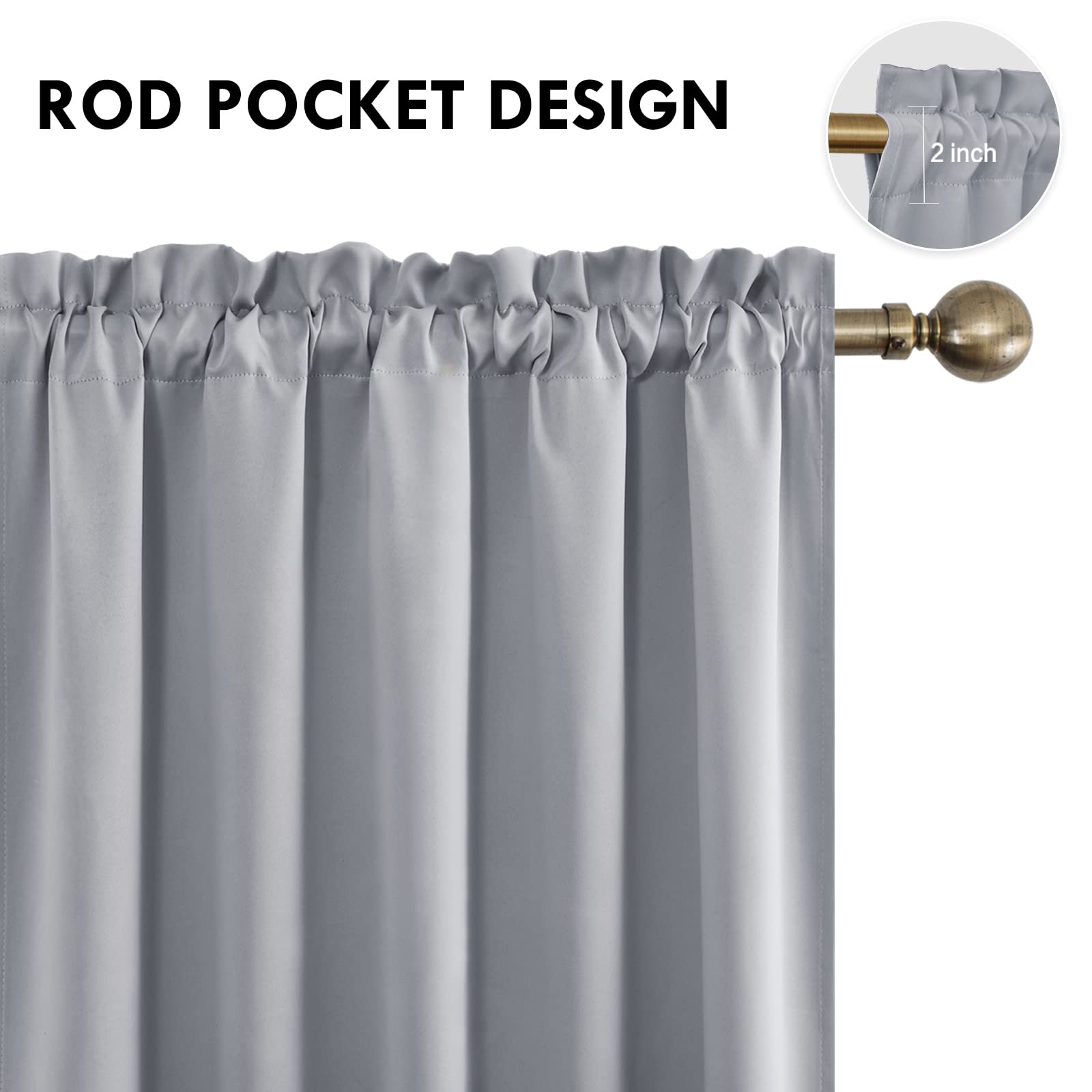 Wide Blackout Curtains for Living Room 60 x 84 Inch Long 2 Panels (2 Count)