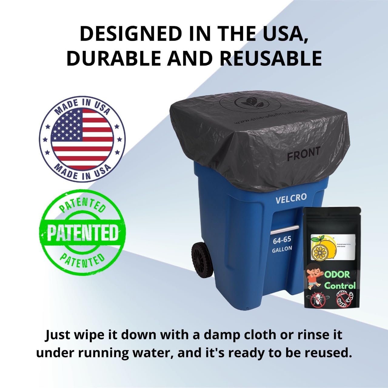 Trash Can Smell Eliminator Cover Odor Eliminating Bag Lemon Scented Durable Chemical Free 64 Gallon 3 Pack (3 Count)
