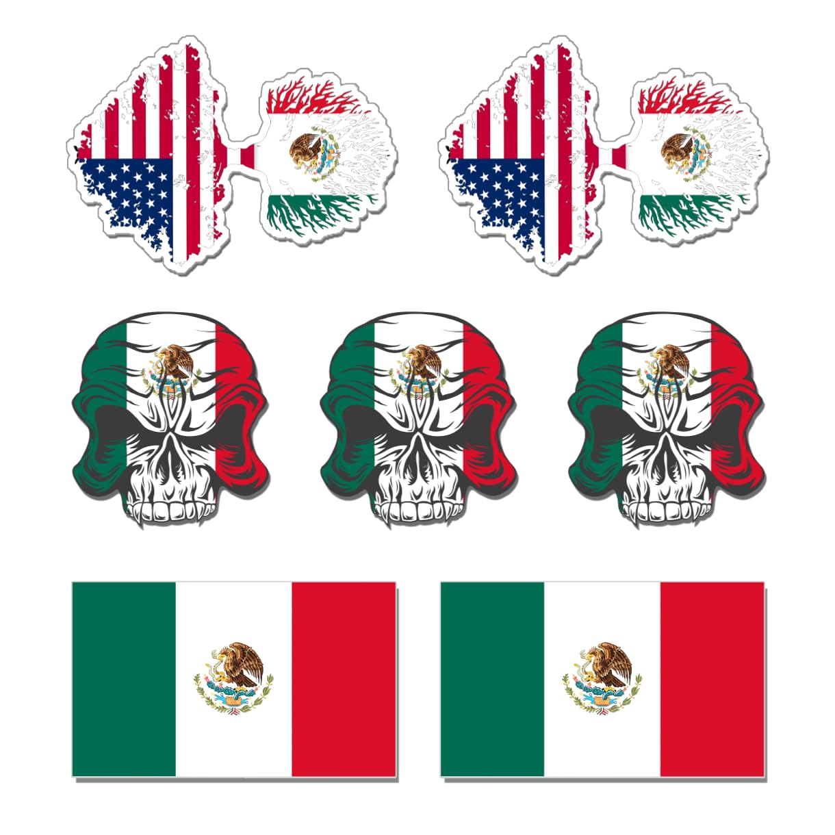 Patriotic Skull and Stickers Pack with USA Mexico Theme 20Pcs Vinyl Decals for Car Truck Motorcycle Laptop Helmet Water Bottle Bottles Bumper Bedroom Wall (20 Count)