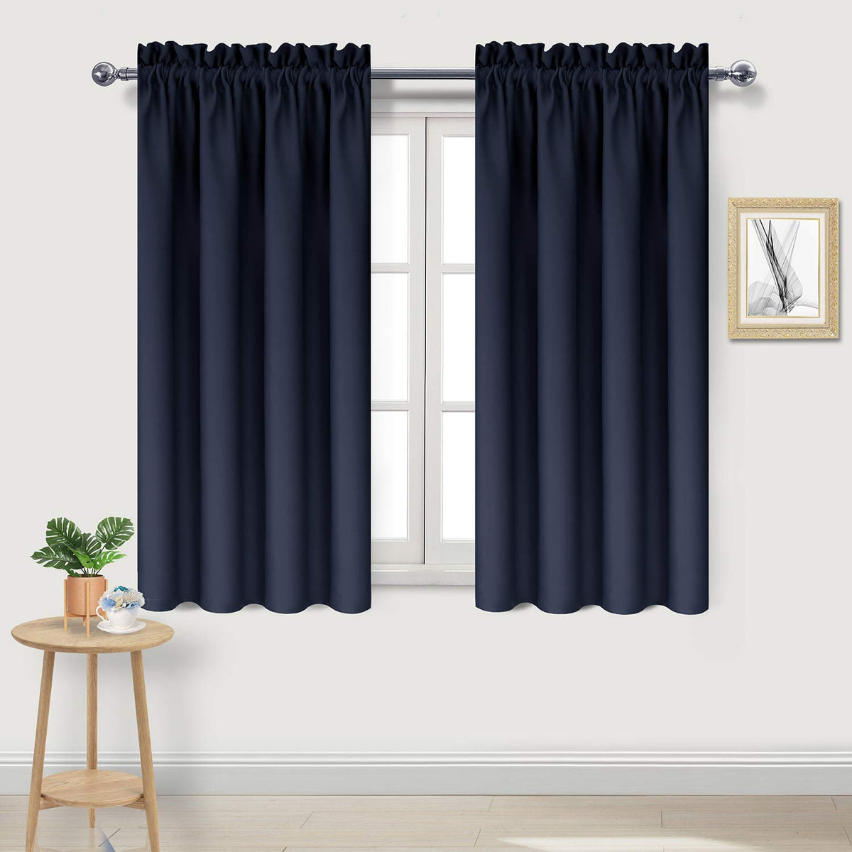 Blackout Curtains for Bedroom Living Room 42 x 45 Inch Long Navy (2 Count)