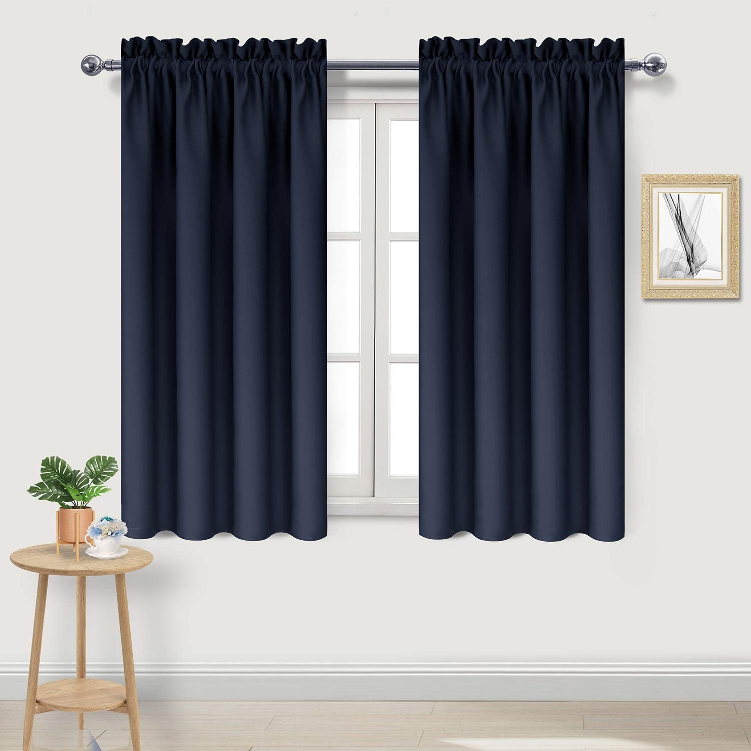 Blackout Curtains for Bedroom Living Room 38 x 45 Inch Long Navy (2 Count)