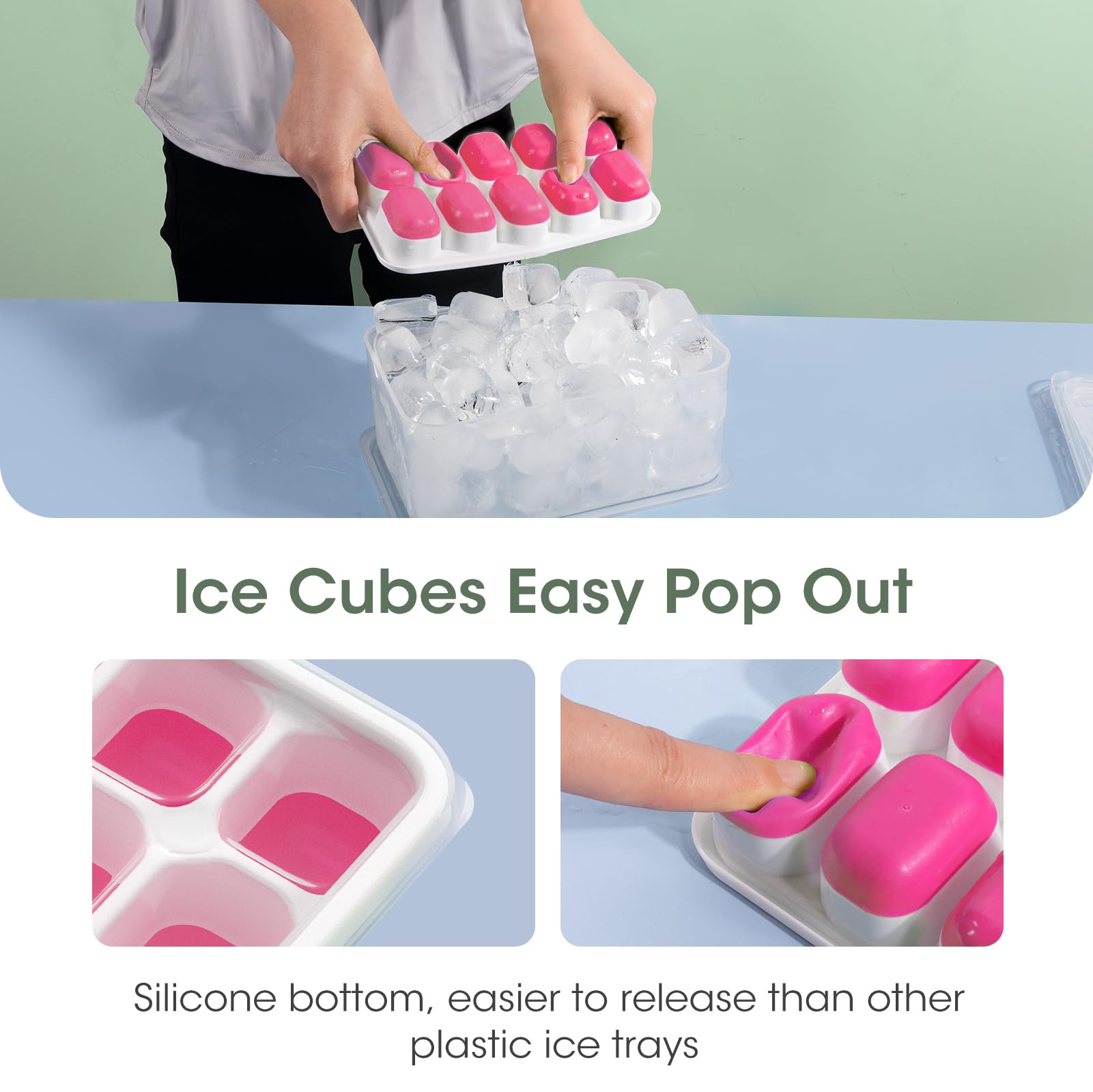 Ice Cube Tray with Lid and Bin (4 Count)