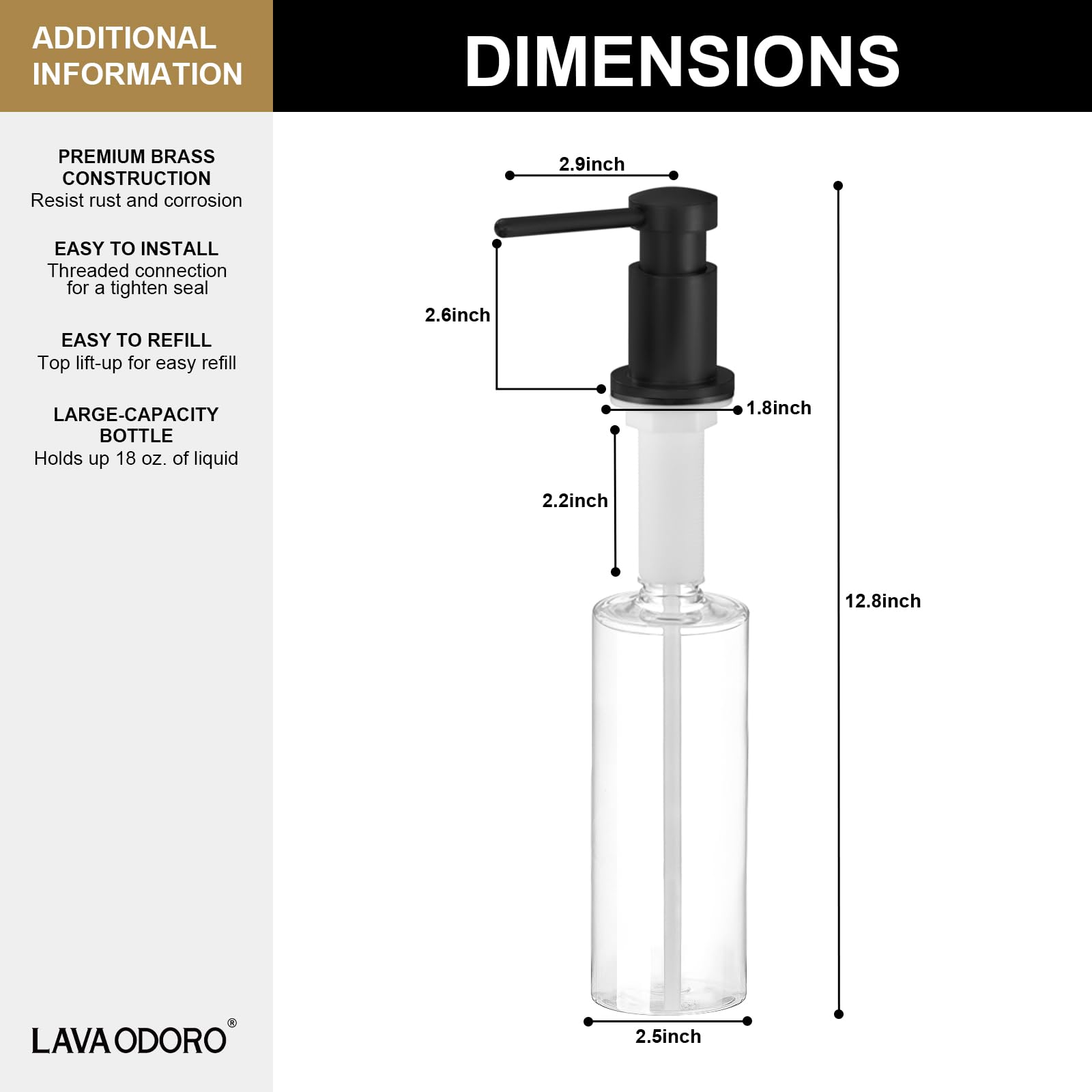 Black Soap Dispenser for Kitchen Sink