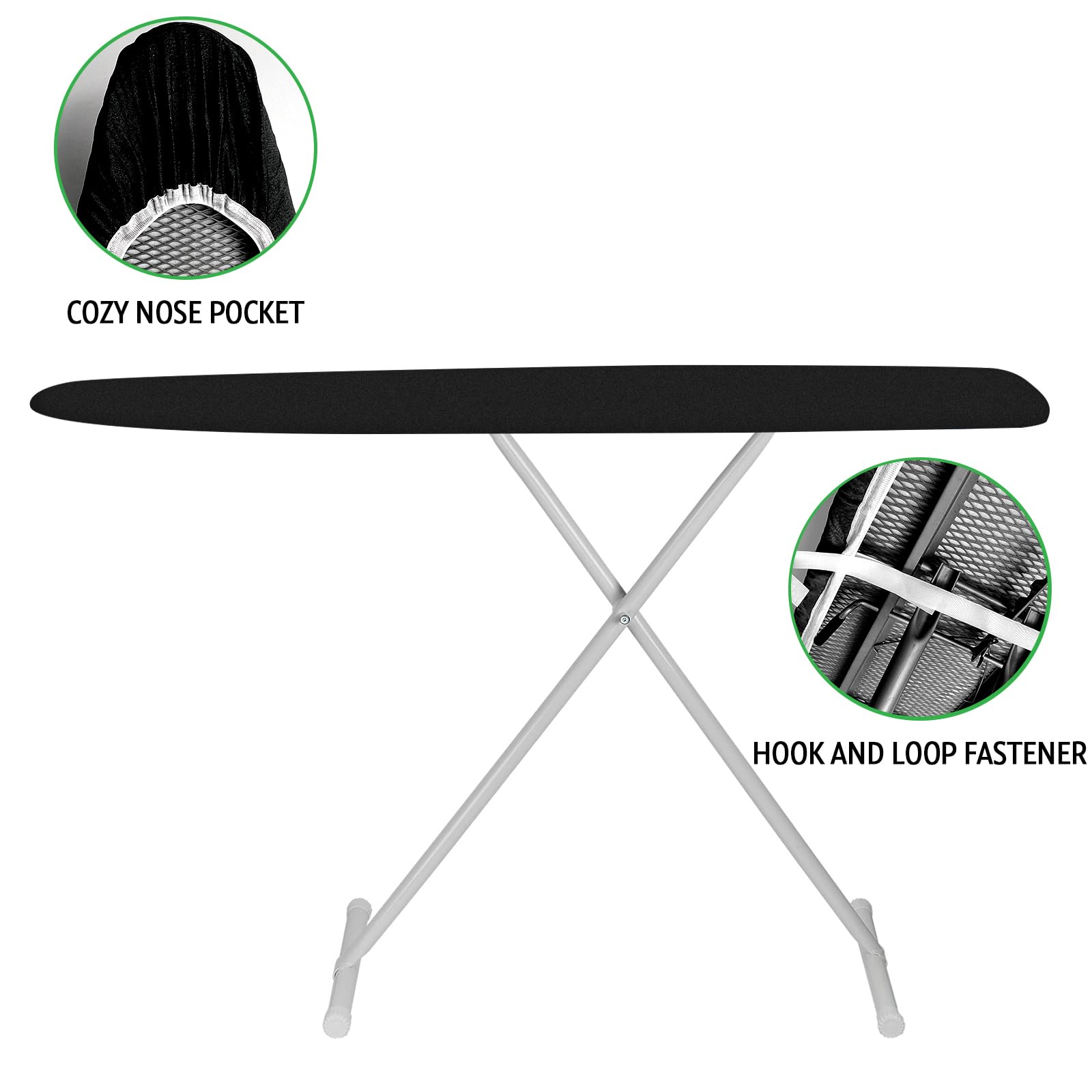 Ironing Board Cover and Pad 15x54 Inch Standard Ironing Board Cover with Elastic Edge and Hook and Loop Fasteners Scorch and Stain Resistant Cotton Ironing Covers with Thick Padding