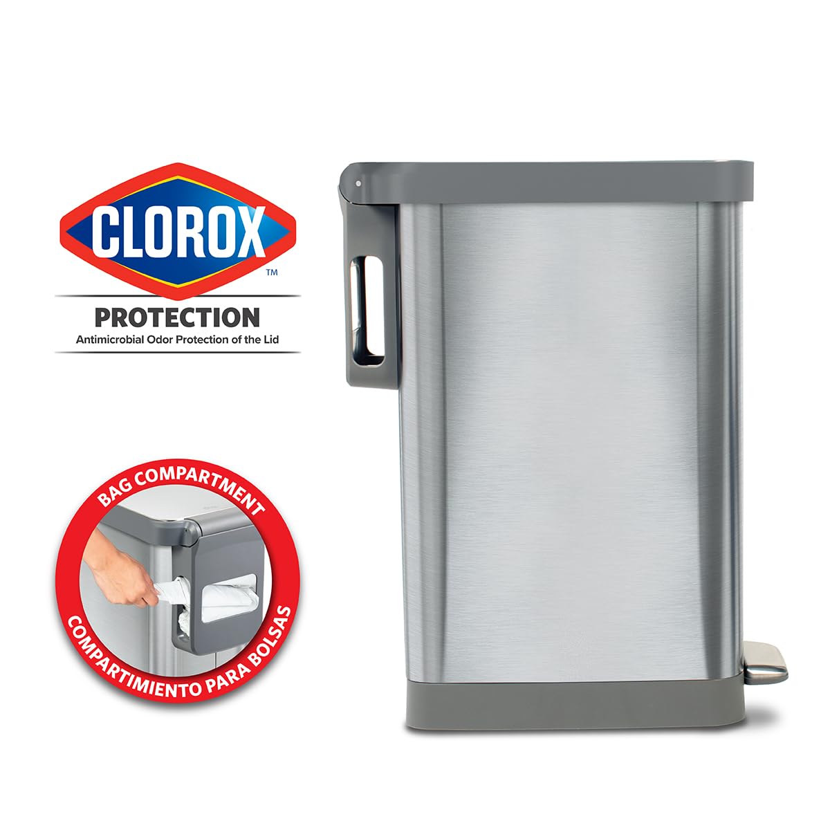 Slim Trash Can with Clorox Odor Protection