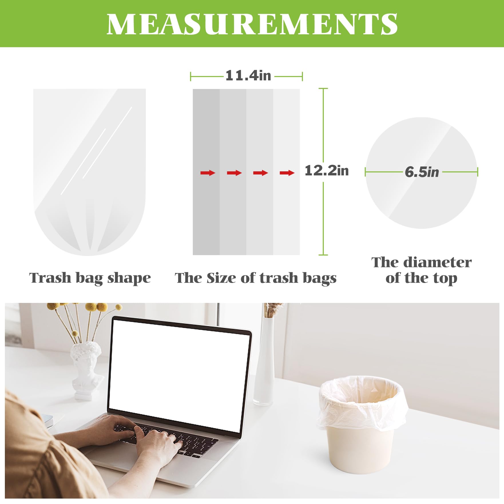 Mini Clear Trash Bags 0.5 Gallon 276 Count 11"x12" Bathroom (250 Count)