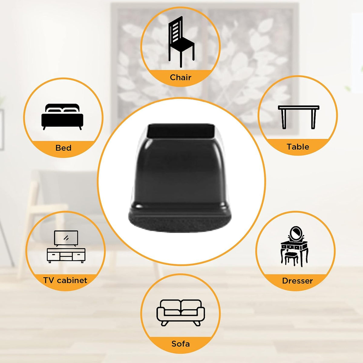 Small Square Silicone Chair Leg Floor Protectors with Wrapped Felt (16 Count)