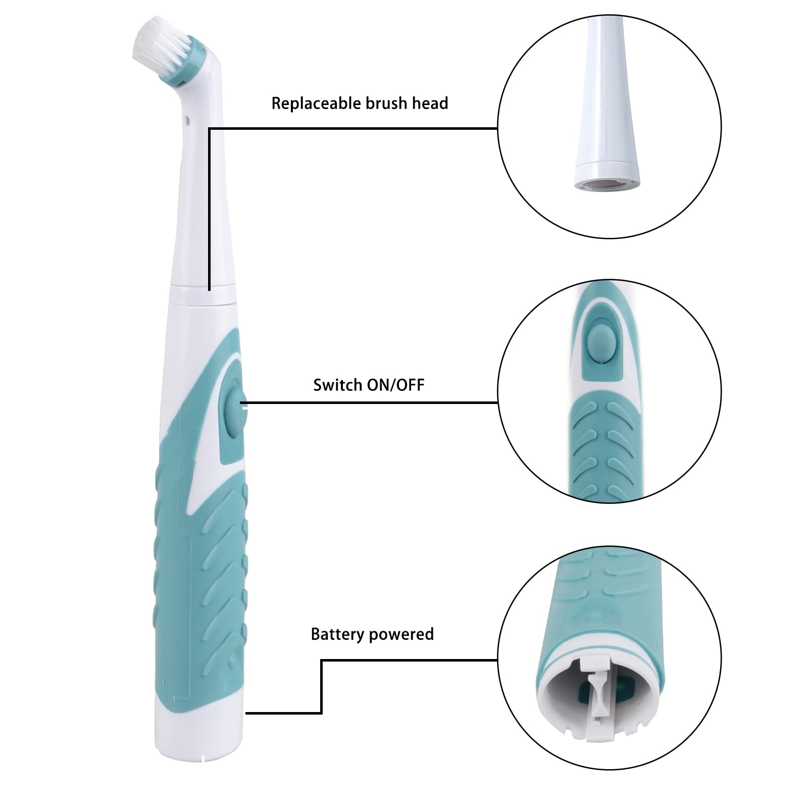 Electric Cleaning Brush with 4 in 1 Multiple Brush Heads