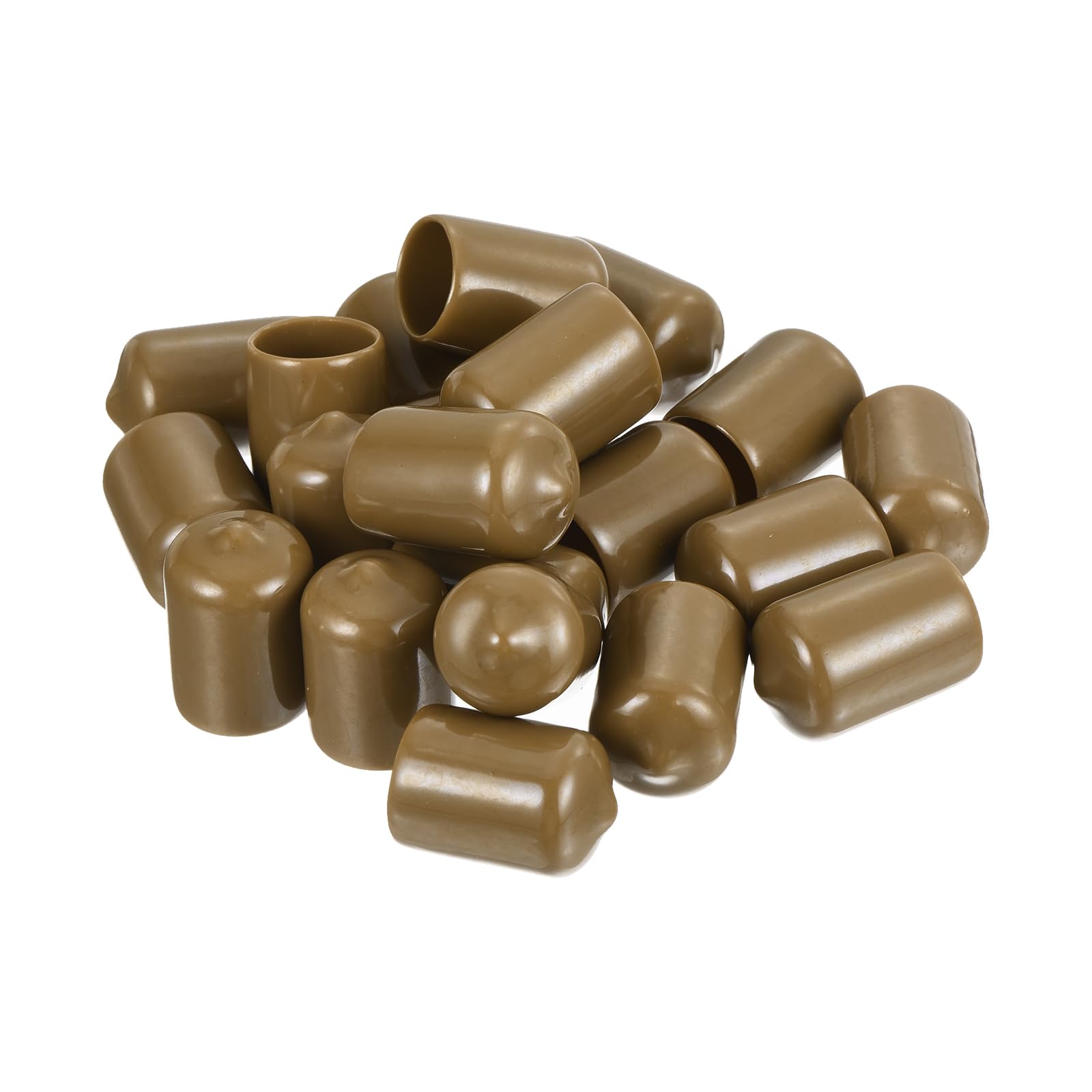 20pcs Rubber End Caps 14mm ID Vinyl PVC Round Tube Bolt Cap Cover Screw Thread Protectors Light Brown