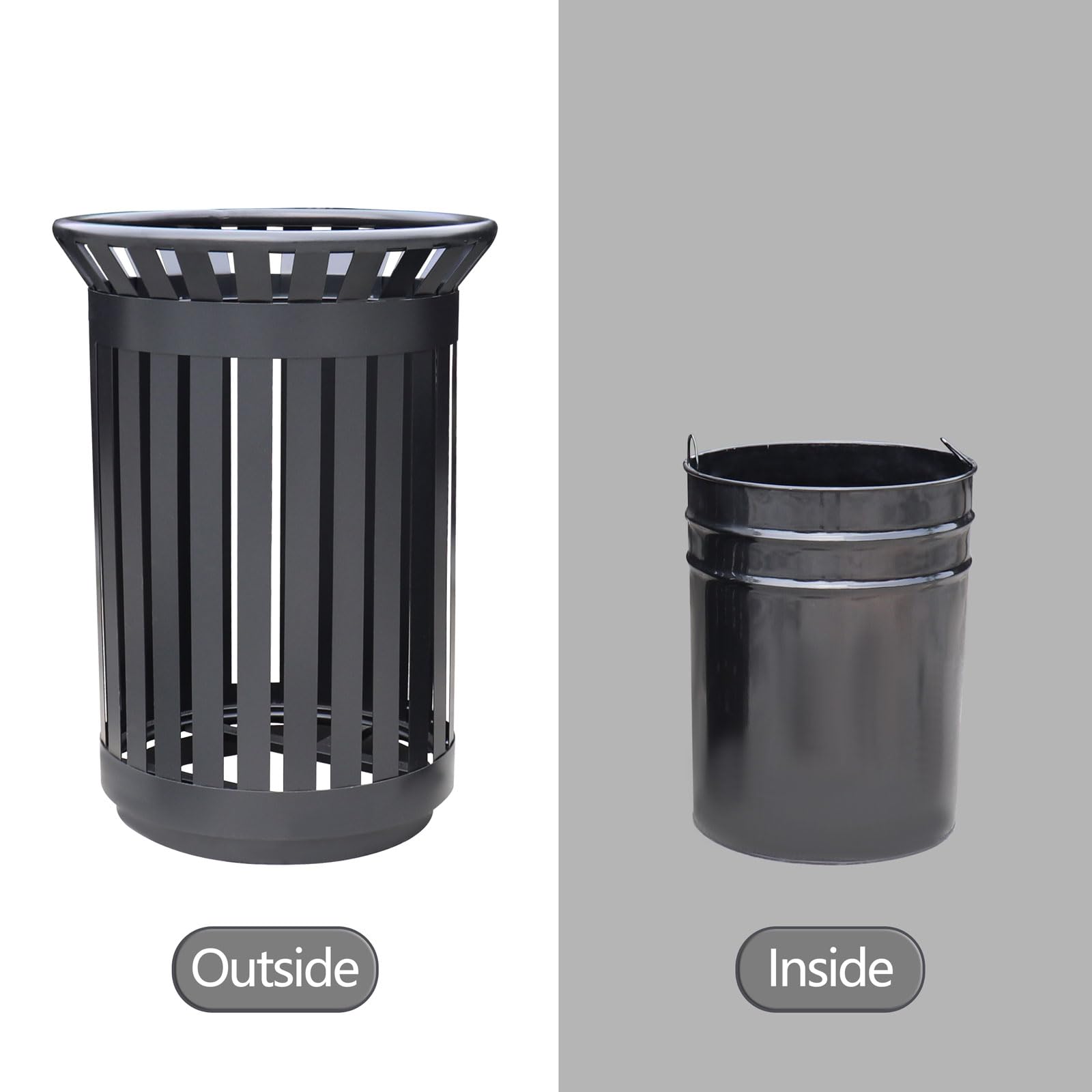 Outdoor Metal Slatted Trash Receptacle