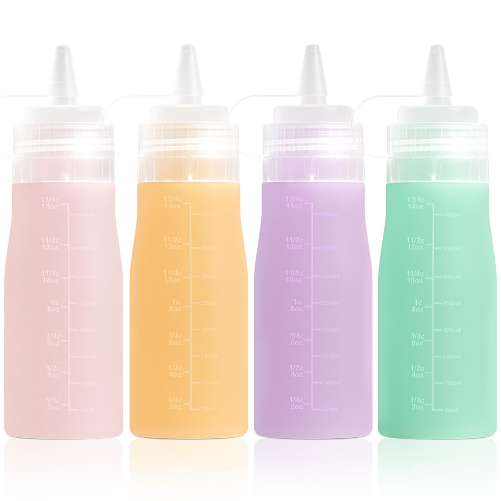 16 oz Silicone Squeeze Bottles for Sauces & Oil (4 Count)