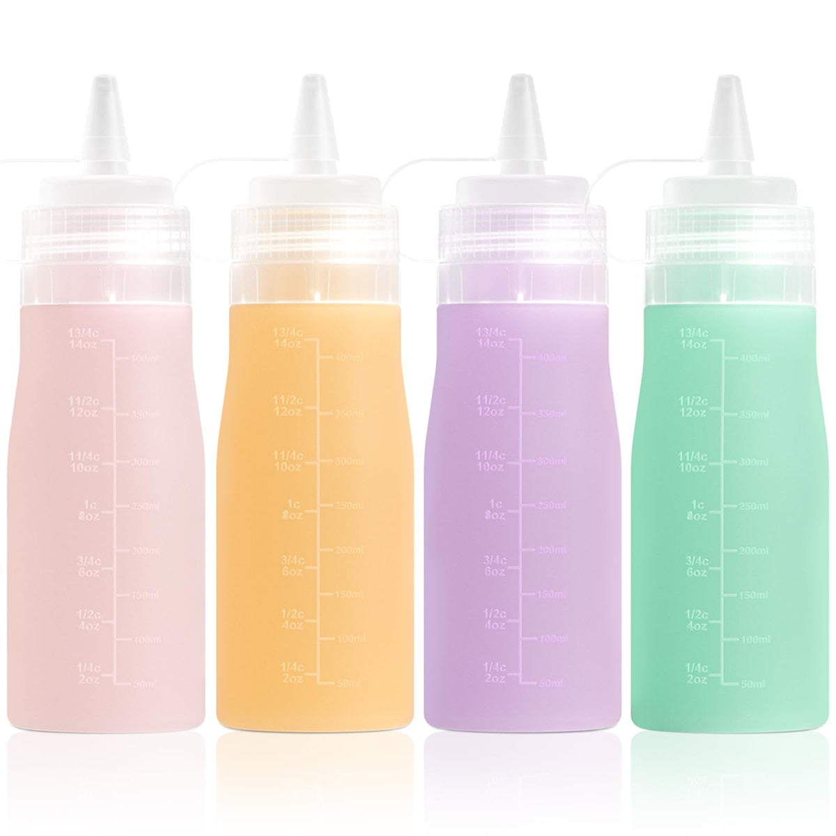 16 oz Silicone Squeeze Bottles for Sauces & Oil (4 Count)
