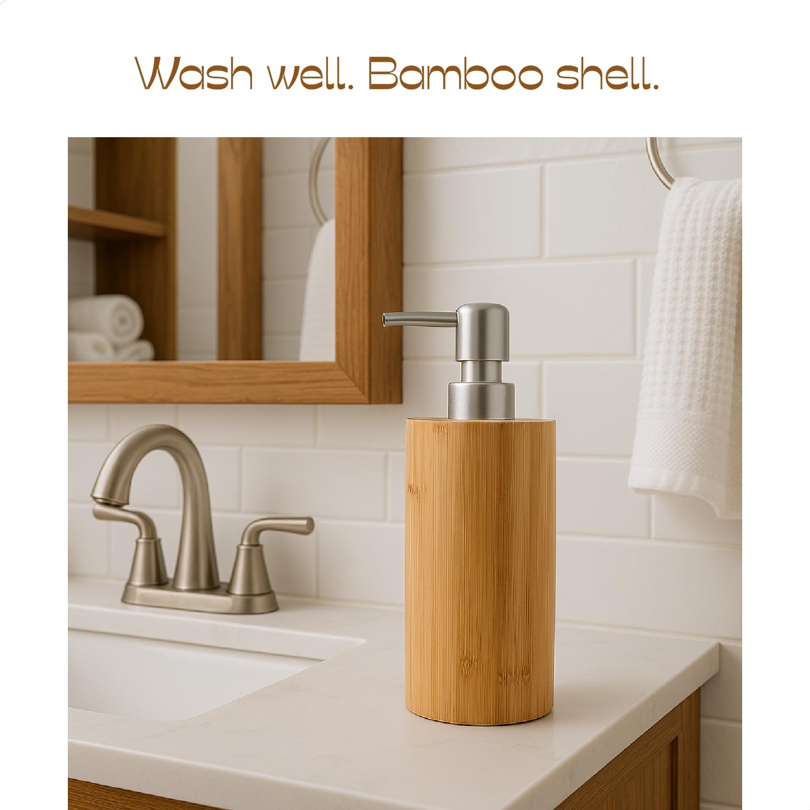 Natural Bamboo Cylindrical Soap Dispenser Set (2 Count)