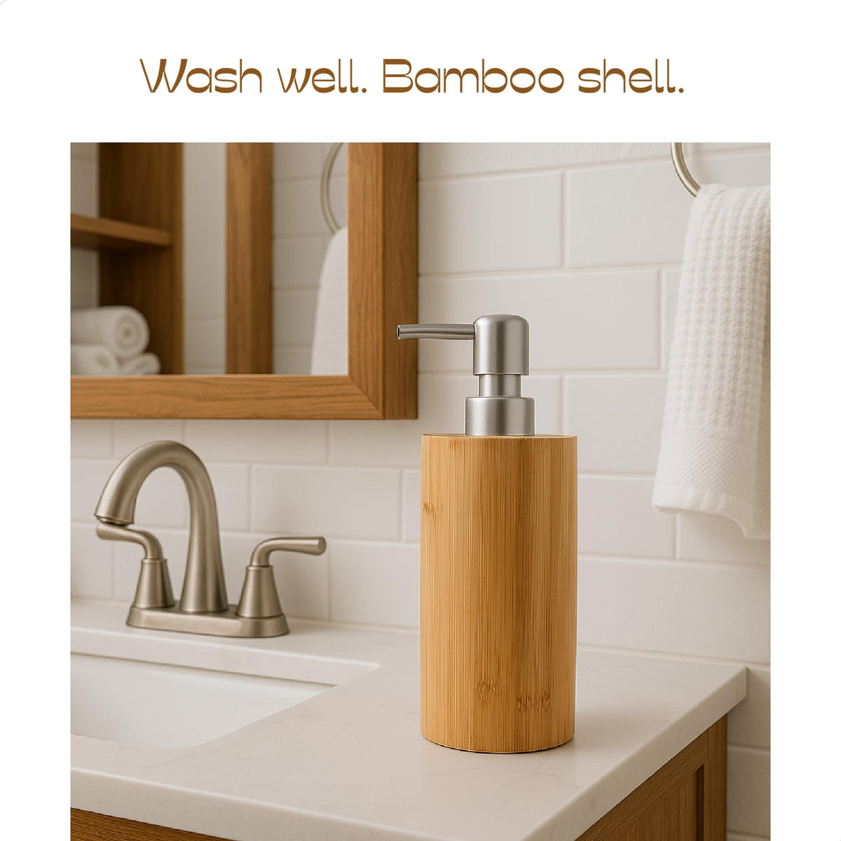 Natural Bamboo Cylindrical Soap Dispenser