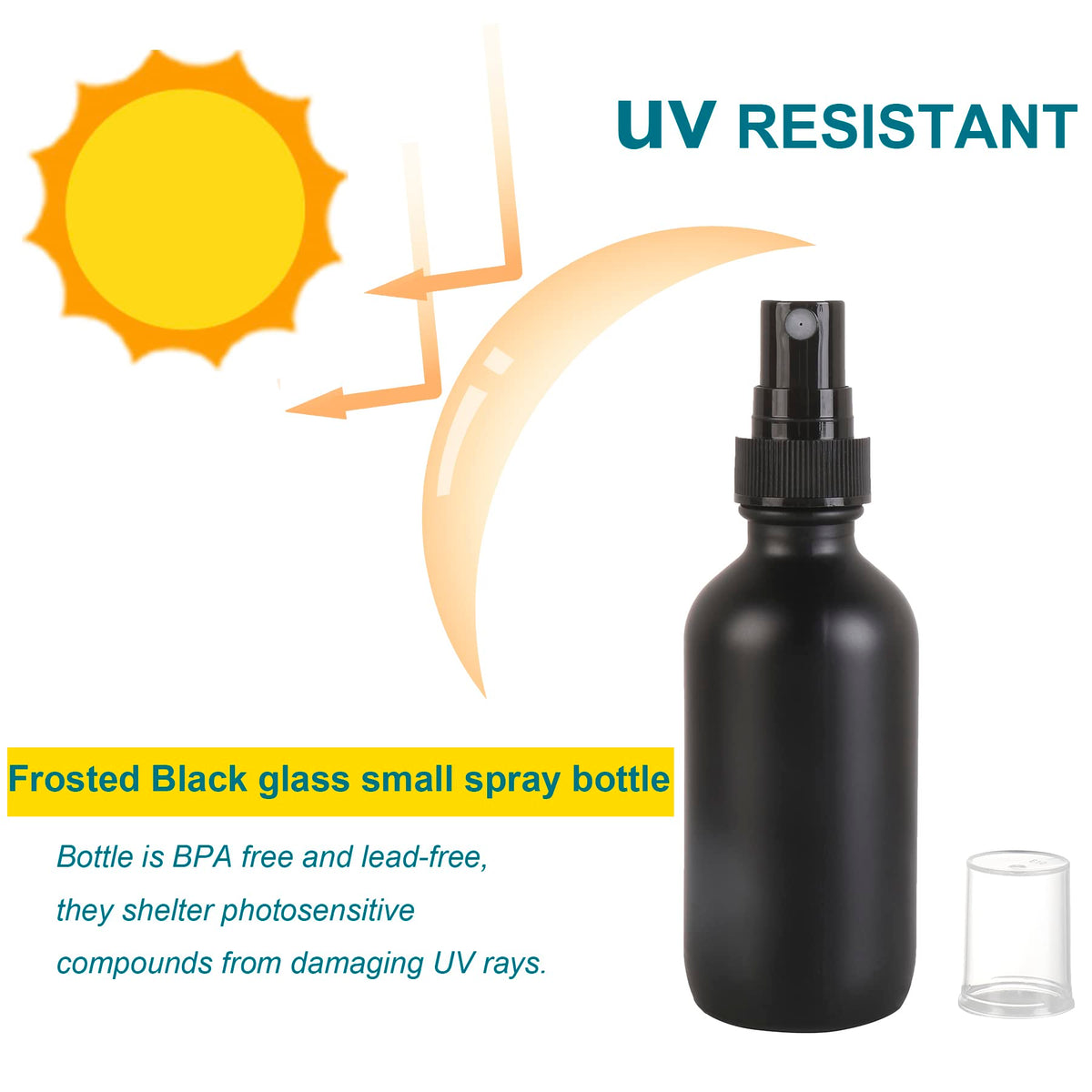 Frosted Black Glass Small Spray Bottle 2 oz 24 Packs (24 Count)