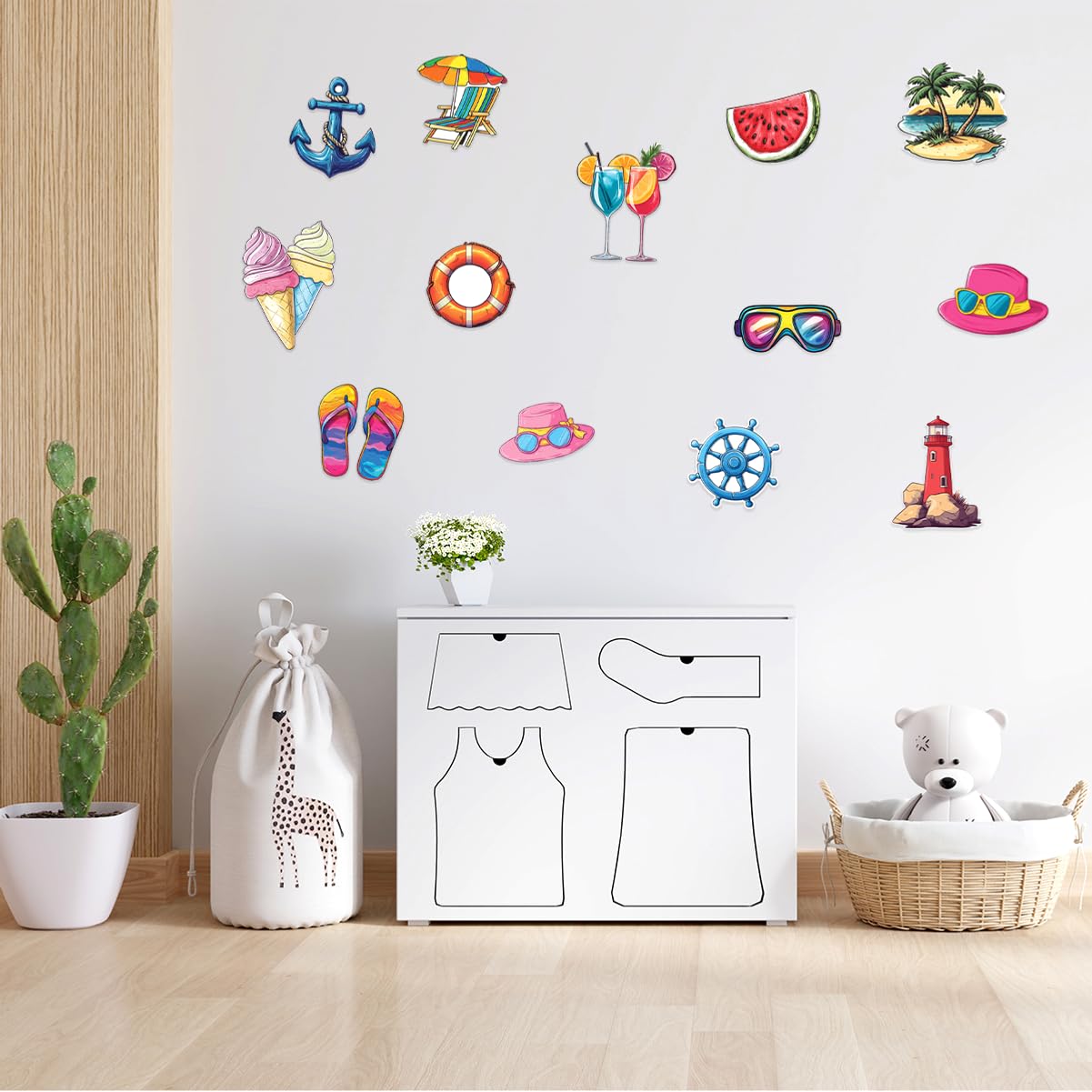 Tropical Summer Beach Vacation Stickers Pack 24Pcs Vinyl Waterproof for Laptop Water Bottle Scrapbook Travel Journal DIY Decorations Teens Adults Hard Bottles Wall (24 Count)