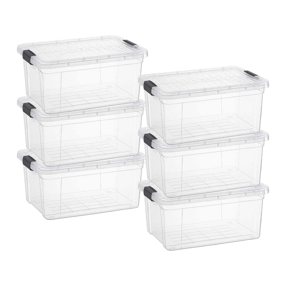 11 Quart Clear Plastic Storage Boxes with Lids (6 Count)