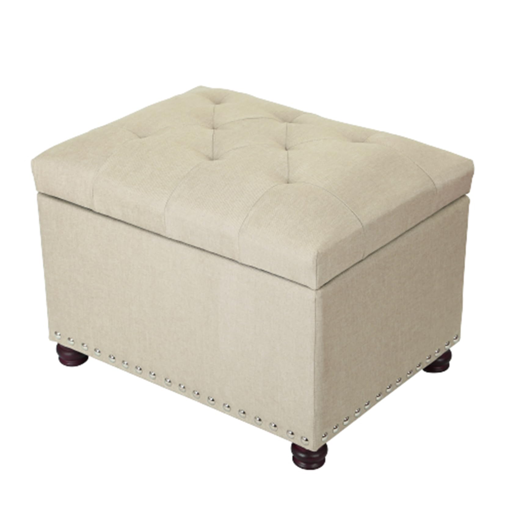 Storage Ottoman Bench Rectangular Fabric Organization Tufted Footrest for Living Room Bedroom