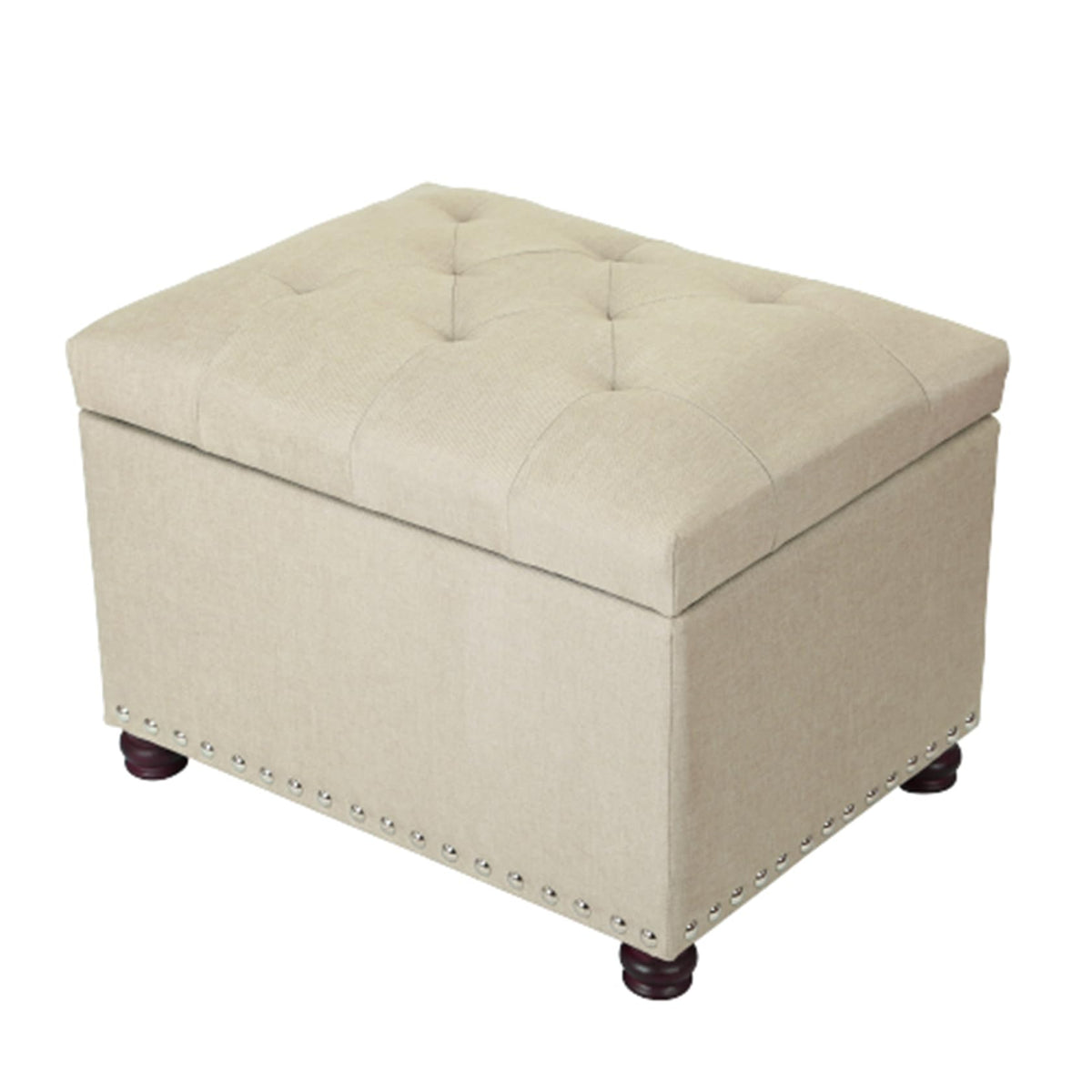 Storage Ottoman Bench Rectangular Fabric Organization Tufted Footrest for Living Room Bedroom