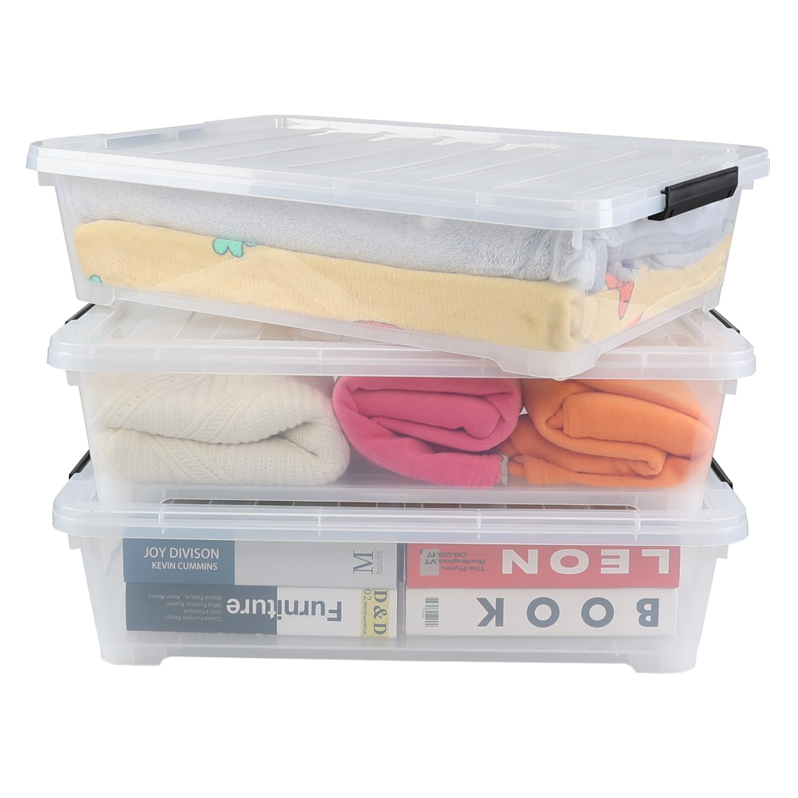 3 Packs 40 Quart Large Under Bed Storage Box Bin (3 Count)