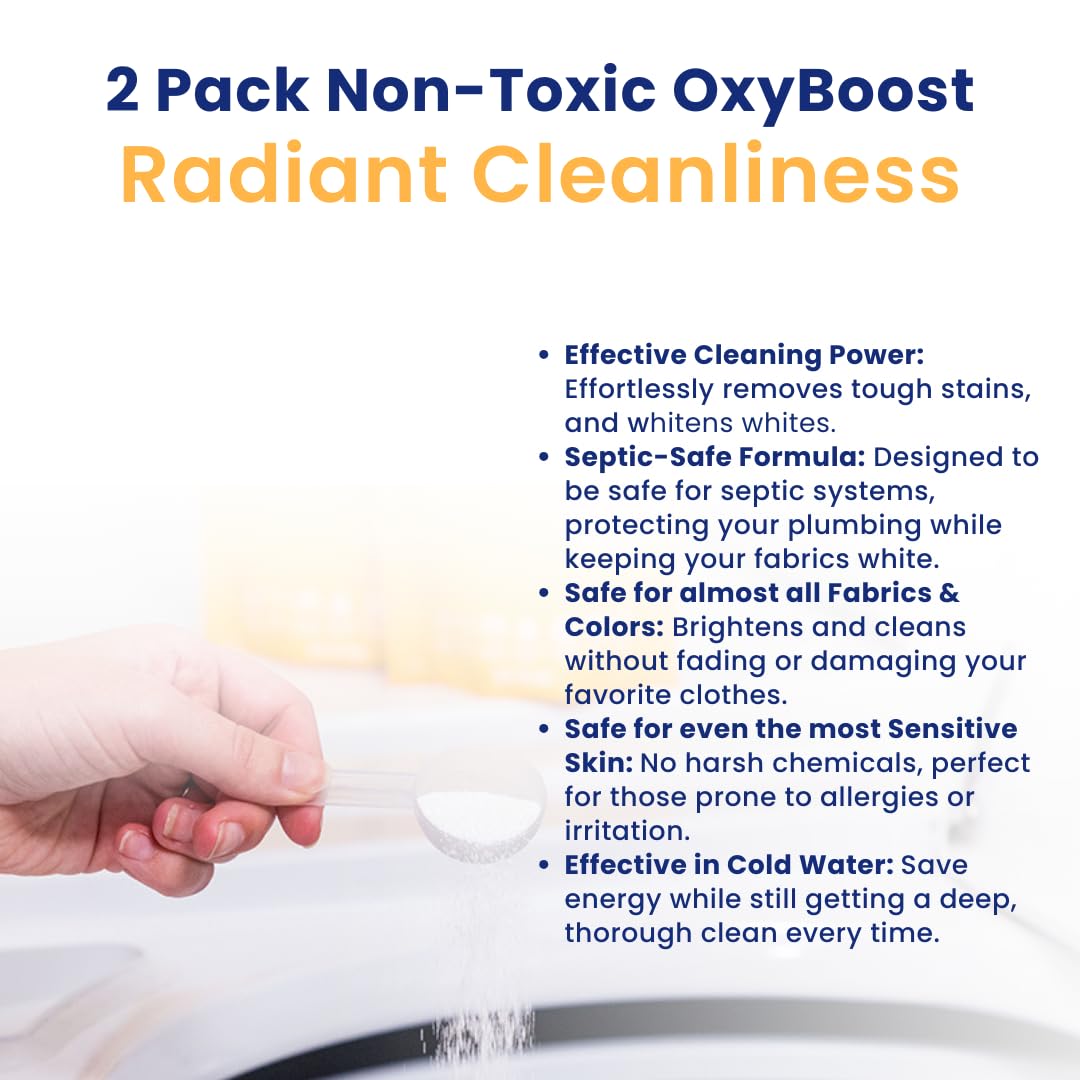 OxyBoost Oxygen Whitener & Clothes Stain Remover Laundry Detergent Powder with Sodium Percarbonate (25 Ounce)