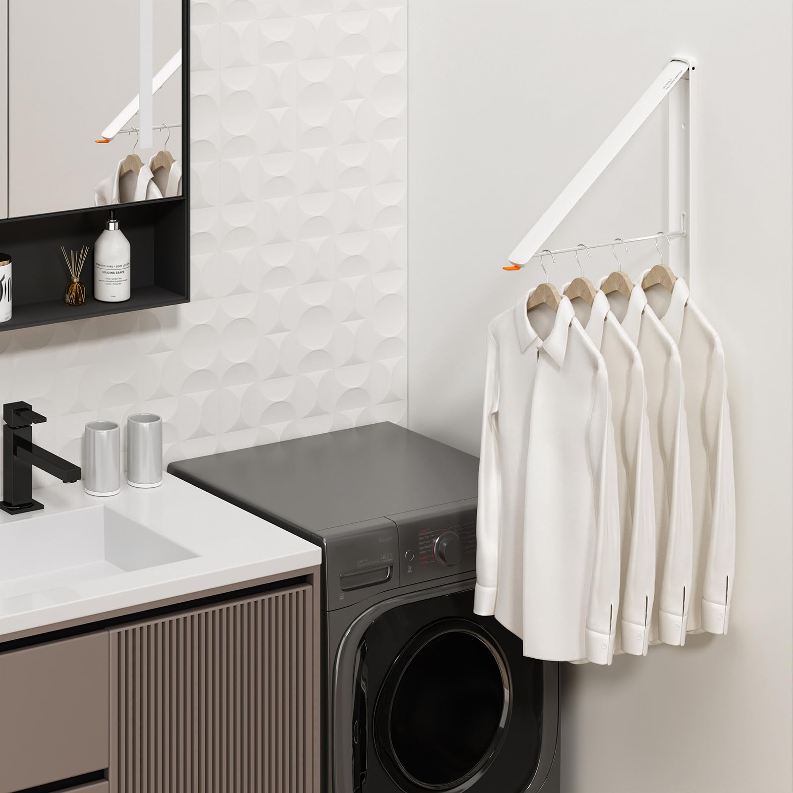 Folding Clothes Hanger Rack Wall mounted for Laundry Clothes Drying Rack