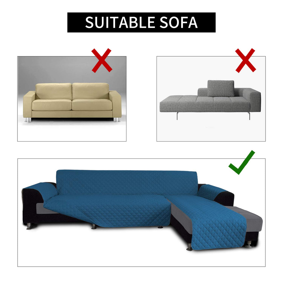 Reversible L Shape Sectional Couch Cover
