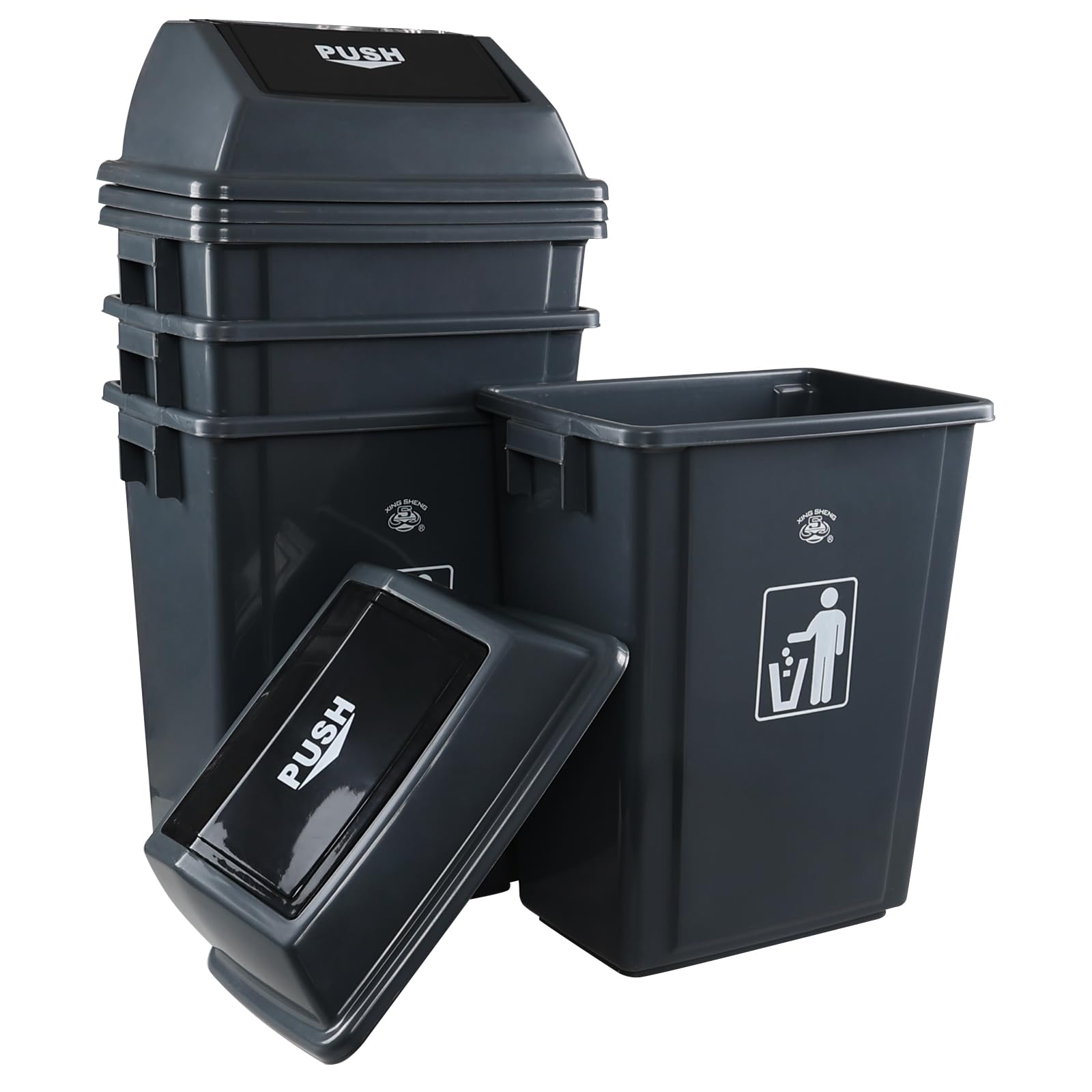 18 Gallon Commercial Trash Can with Lid (4 Count)