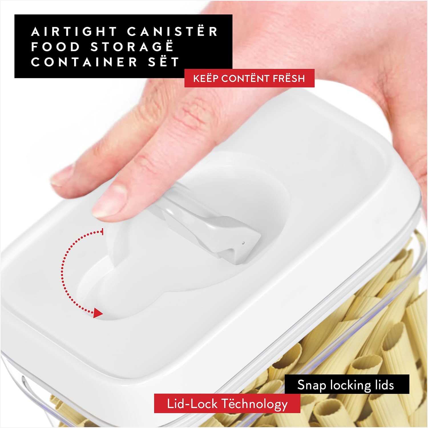Airtight Food Storage Containers for Pantry With White Lids 1L (6 Count)