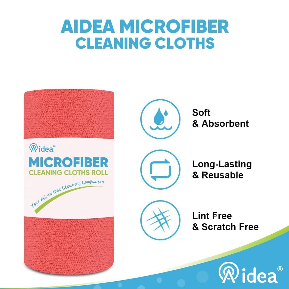 Red Microfiber Cleaning Cloth Roll (75 Count)