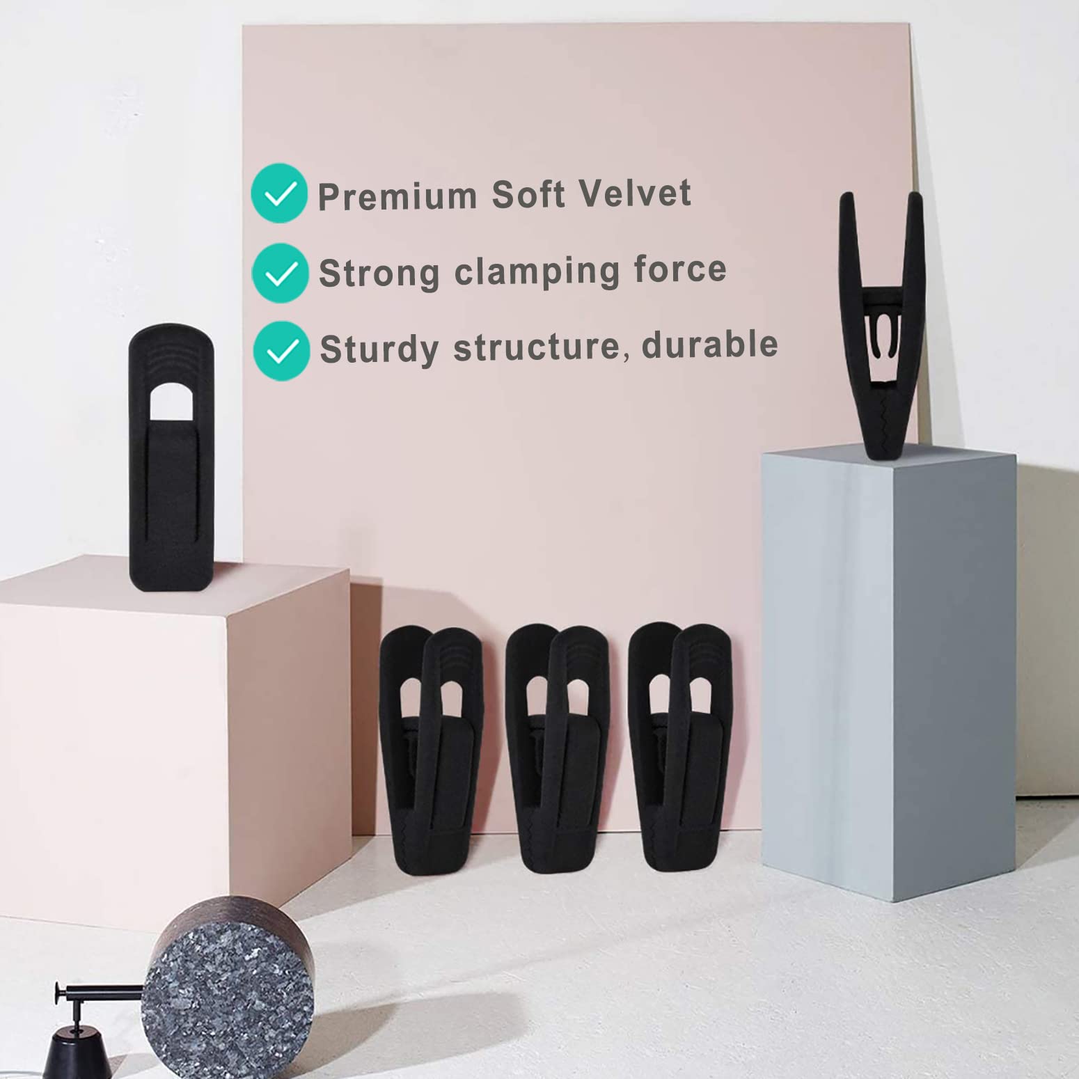 Black Velvet Hangers Clips