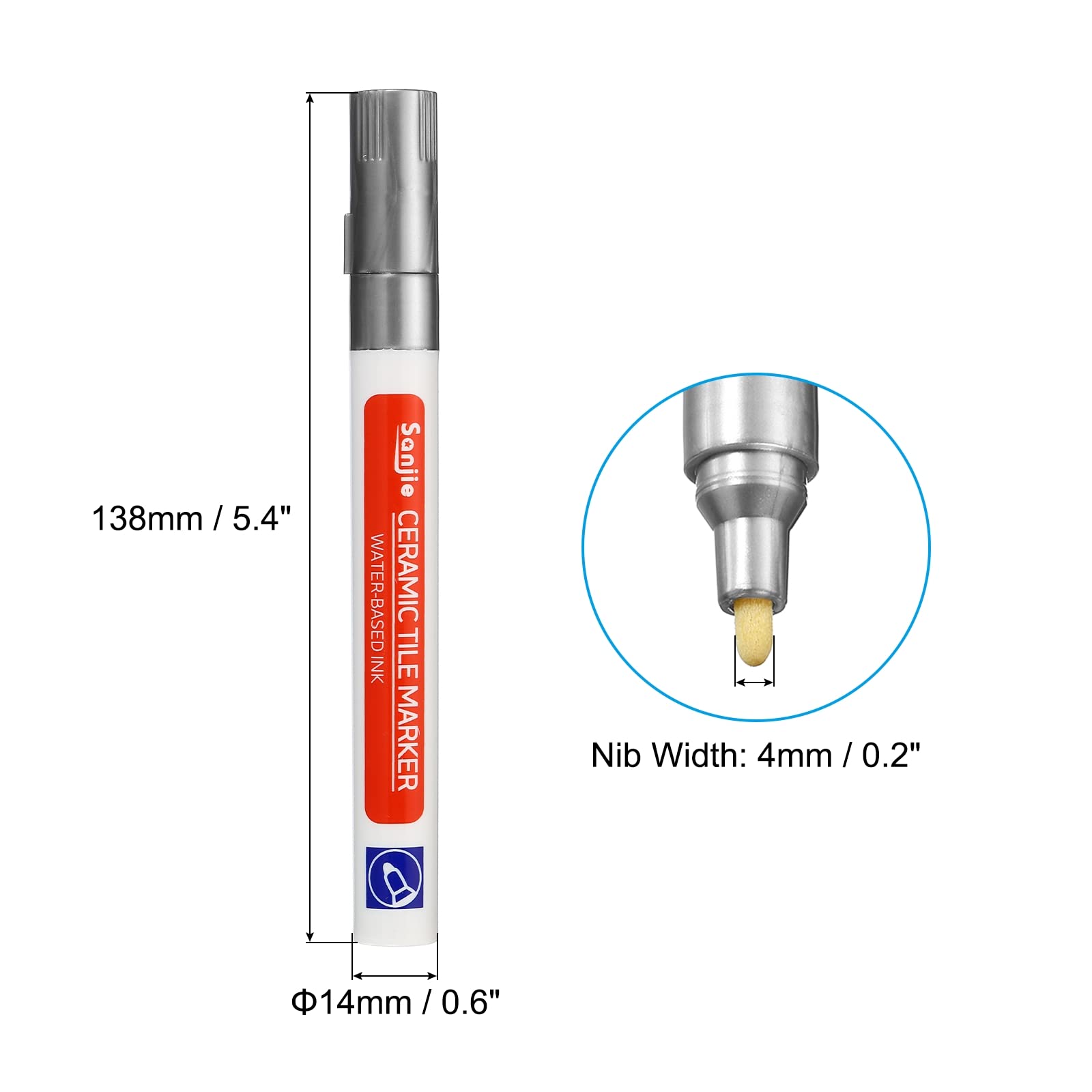Grout Pen 4 Pack Silver Tile Marker Waterproof Grout Sealer Pen Tile Repair Pens Paint Pens for Wall Floor Bathroom Kitchen Refresh (4 Count)