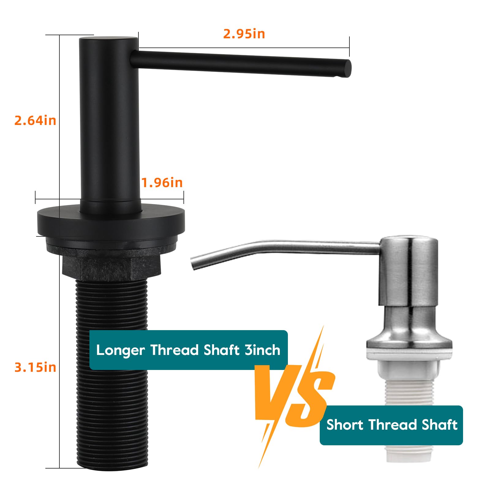 Upgraded Matte Black Soap Dispenser for Kitchen Sink
