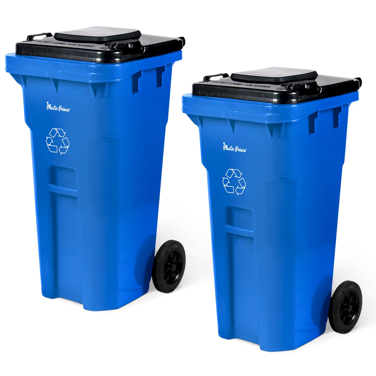 32 Gallon Trash Can Outdoor Recycling Bin with Lid and Wheels Heavy Duty Rolling Garbage Can with Lid Blue Recycle Bin with Wheels for Warehouses Hospitals Restaurants (2 Count)