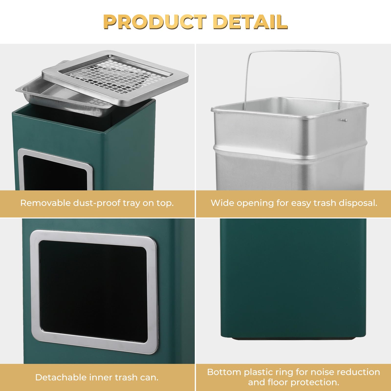 Square Stainless Steel Outdoor Trash Can