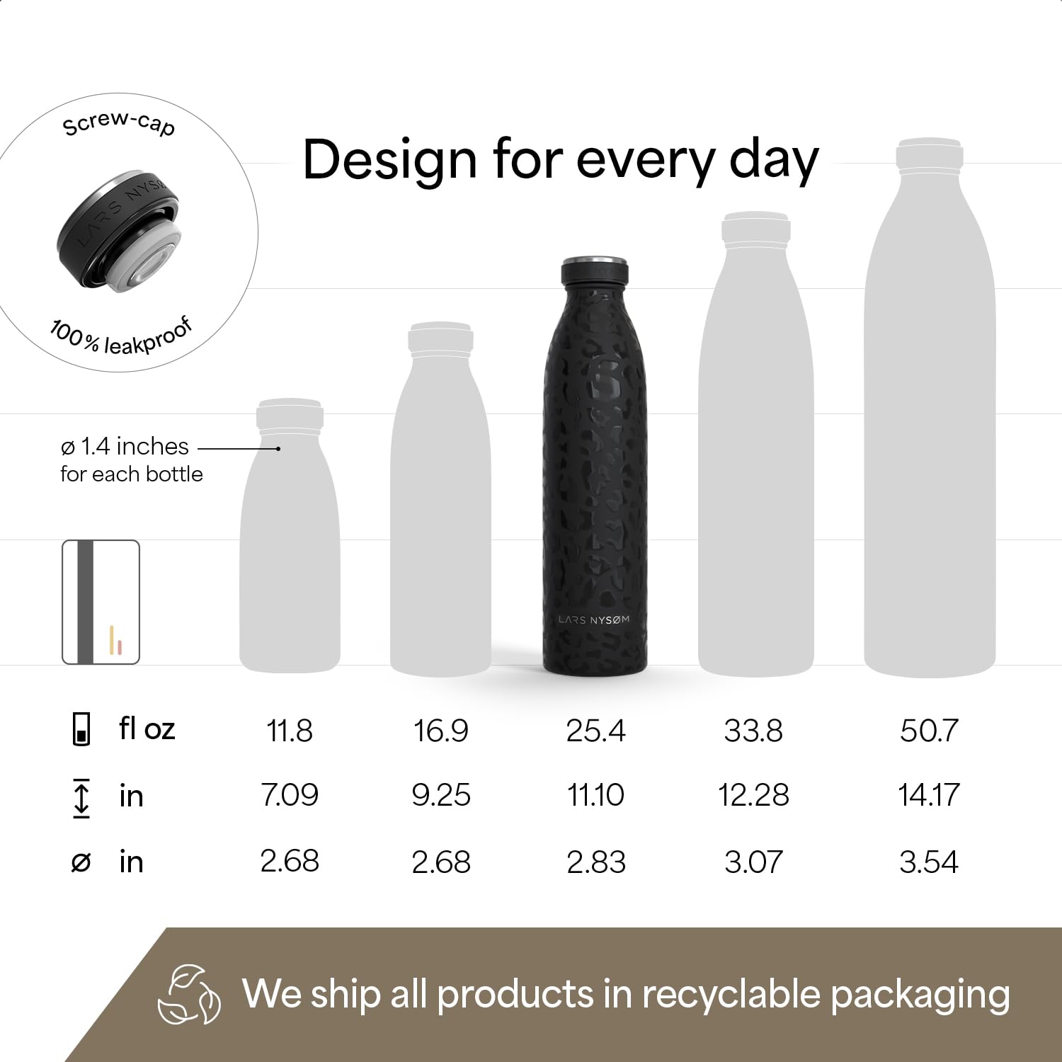 Stainless Steel Insulated Water Bottle 12oz 17oz 25oz 34oz 51oz