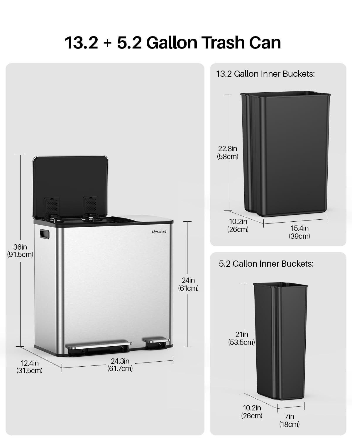 Dual Trash and Recycling Bins for Kitchen
