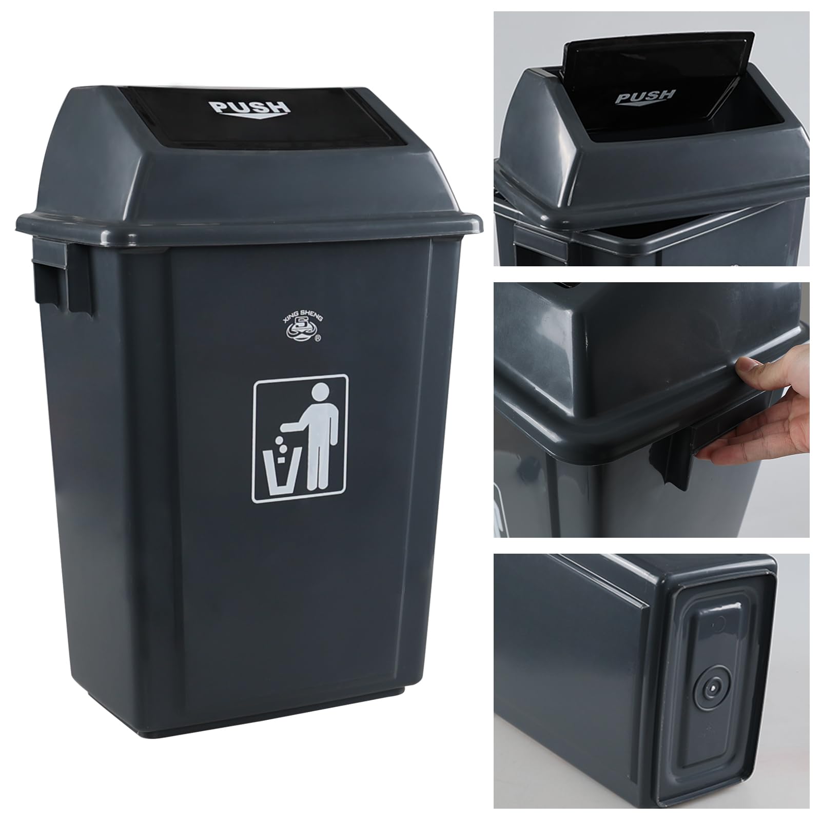 18 Gallon Commercial Trash Can with Lid (4 Count)