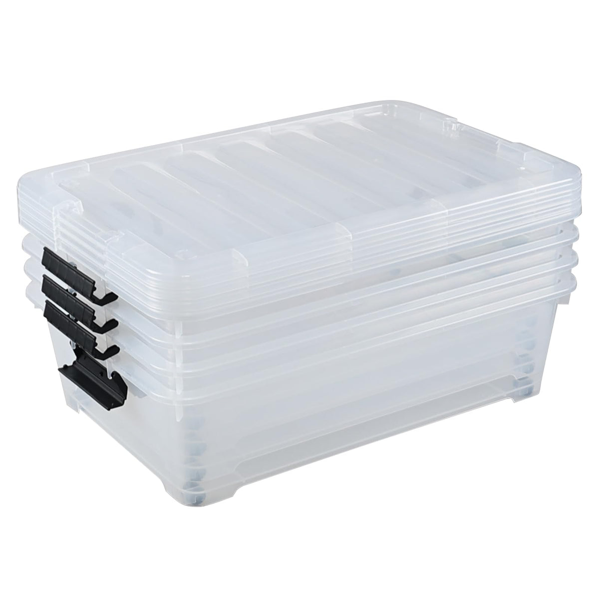 4 Pack 25 Quart Clear Under Bed Plastic Storage Bins with Wheels (4 Count)