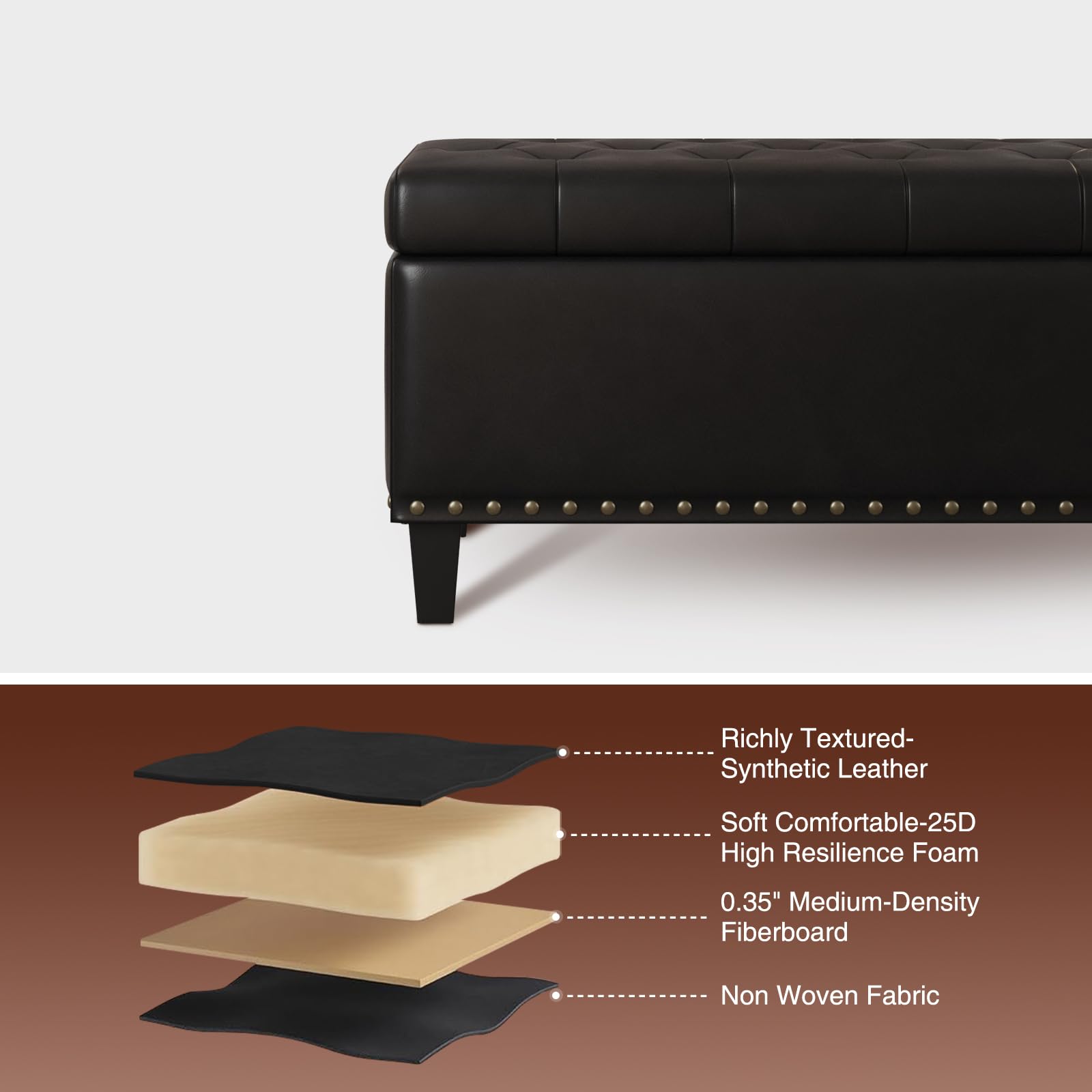 51 Inch Storage Ottoman Bench