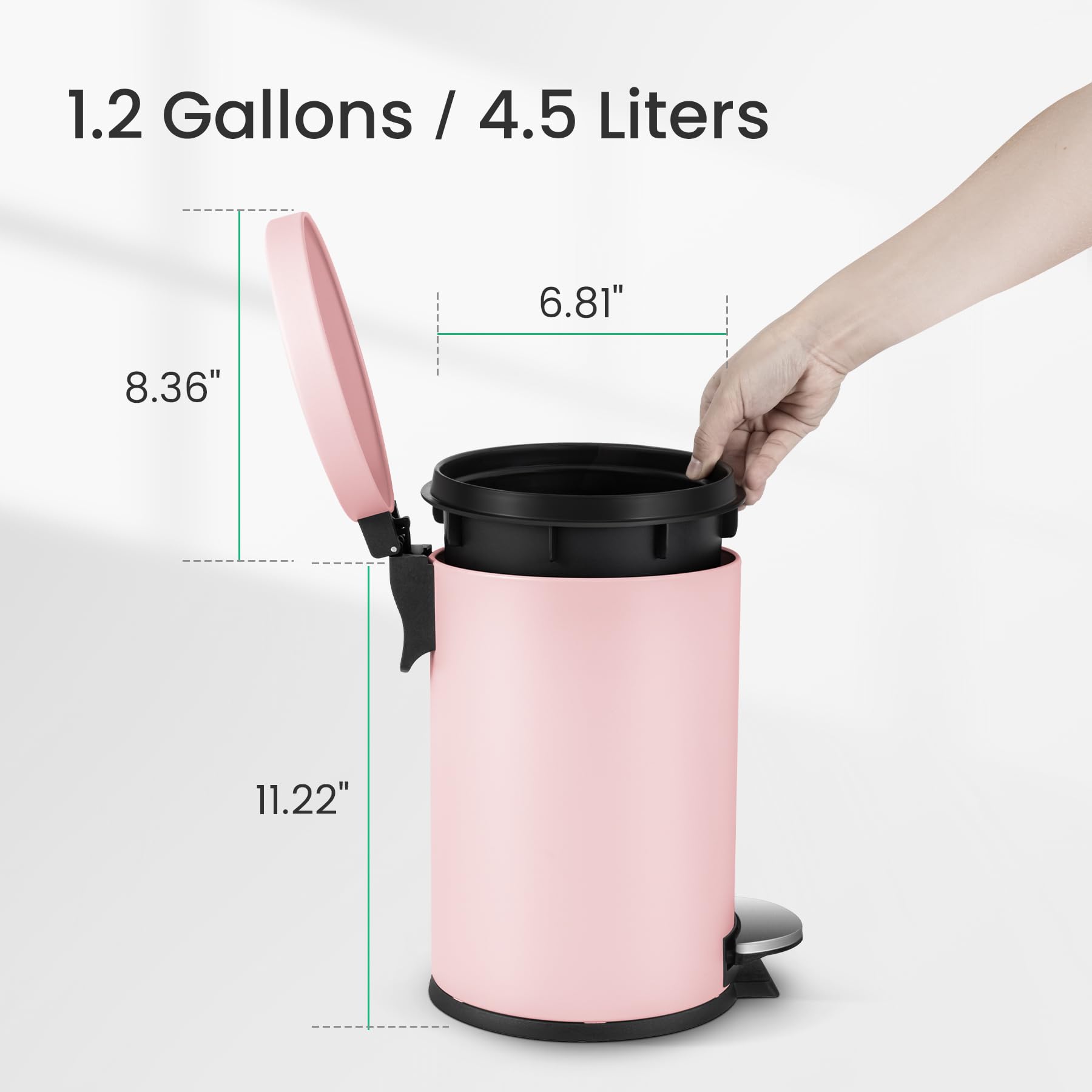 Small Round Bathroom Trash Can with Lid Soft Close