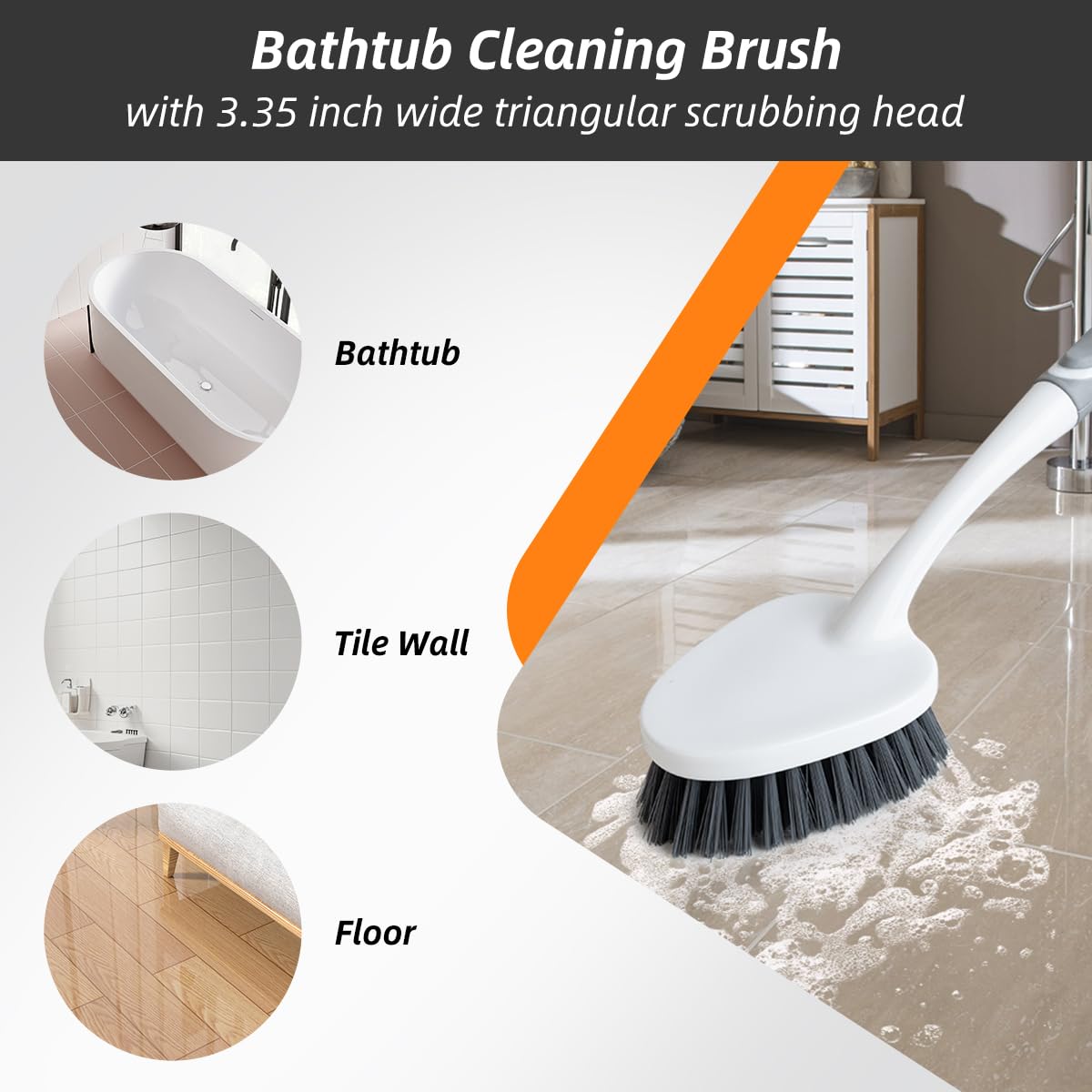 3 Pack Shower Cleaning Brush Set with Grout Cleaning Brush and Squeegee (3 Count)
