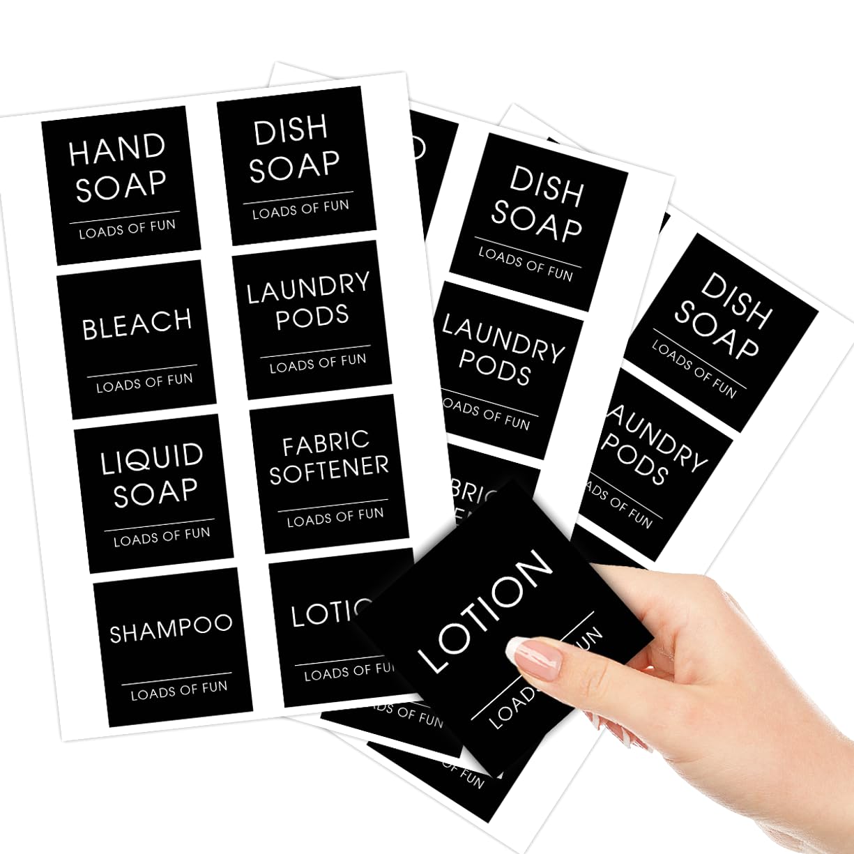 Modern Minimalist Laundry and Cleaning Sticker Labels for Home Organization 24Pcs Vinyl Label Pack Jars Bottles Storage Containers Stickers Bike Hat Bedroom (24 Count)