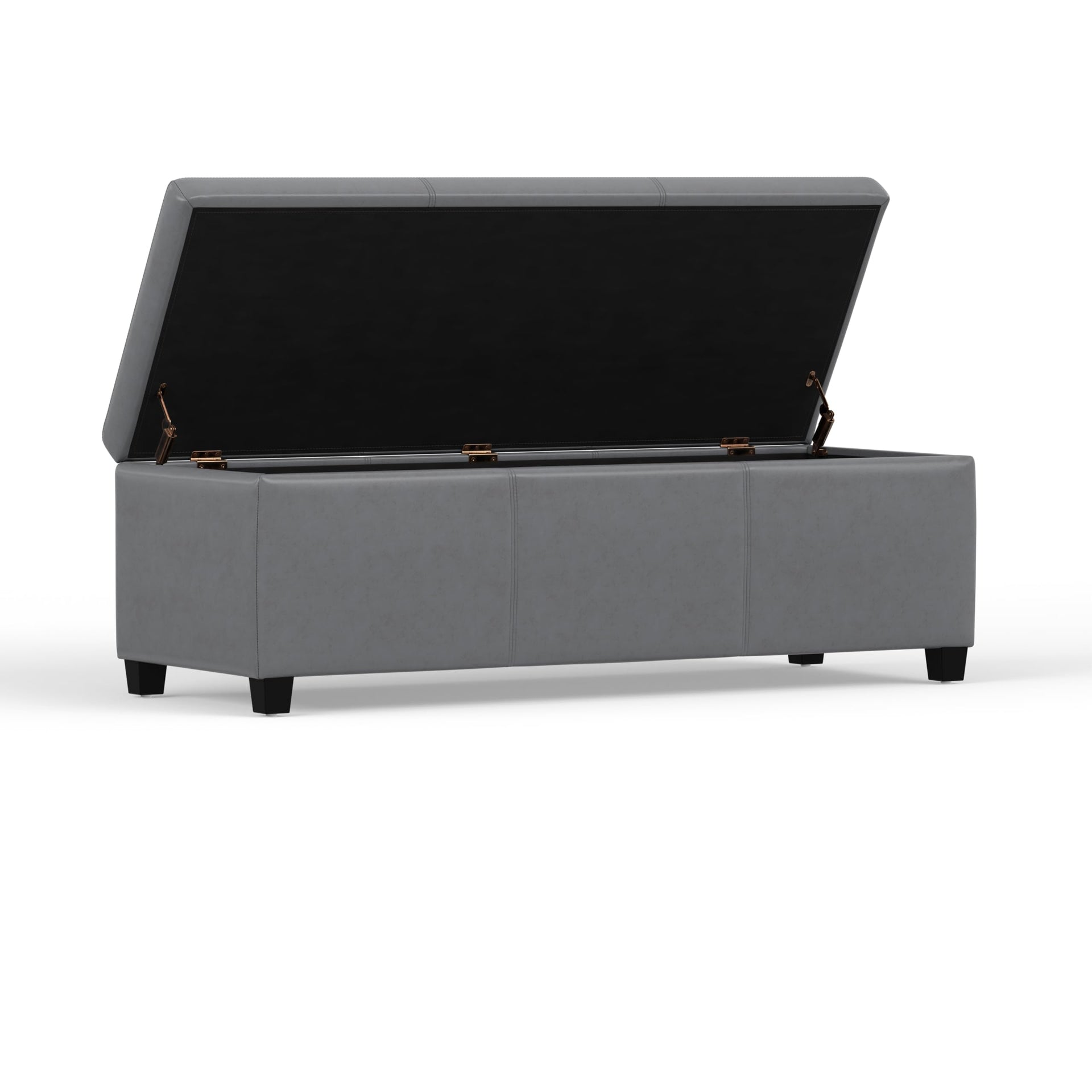 Avalon 48" Wide Vegan Leather Storage Ottoman in Stone Grey