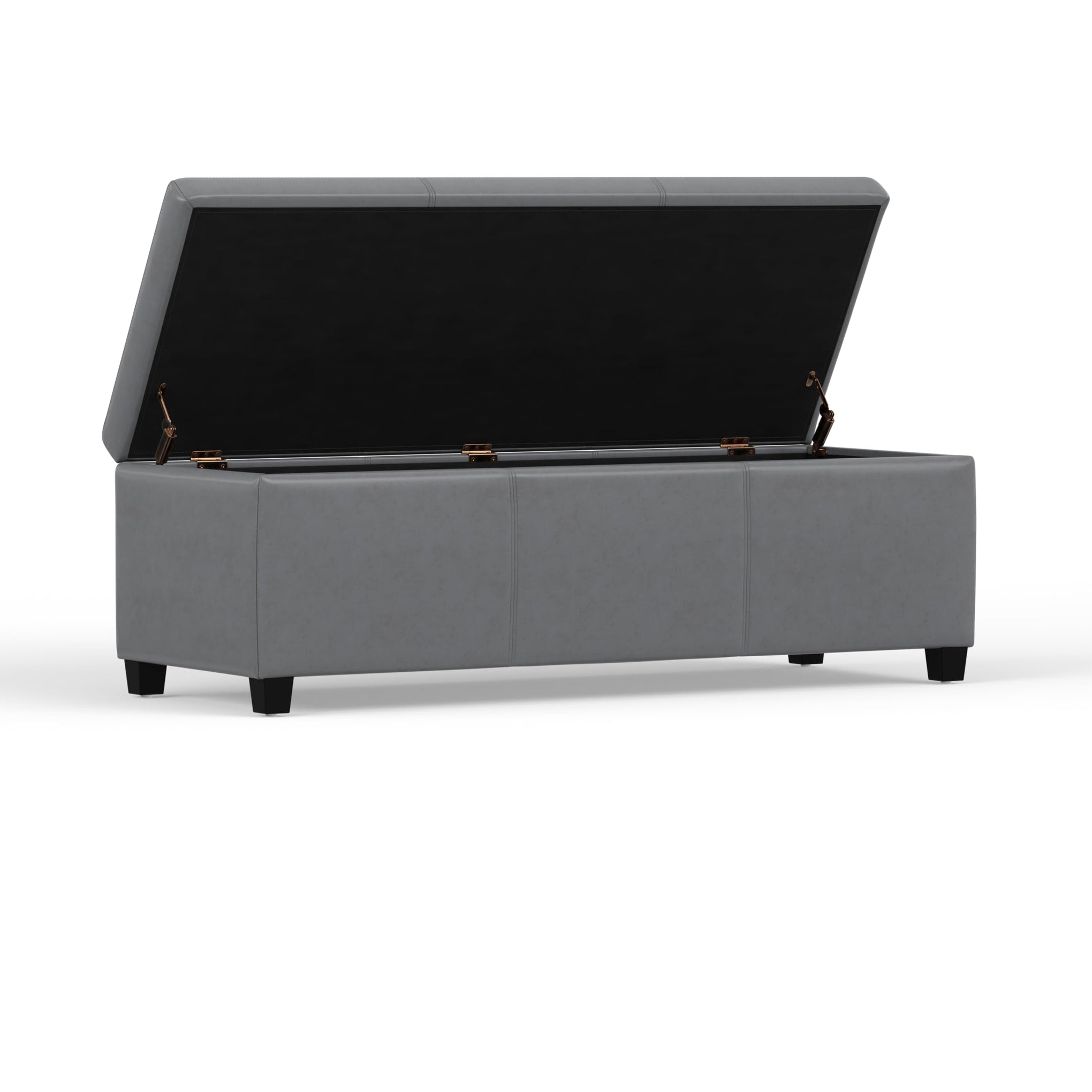 Avalon 48" Wide Vegan Leather Storage Ottoman in Stone Grey