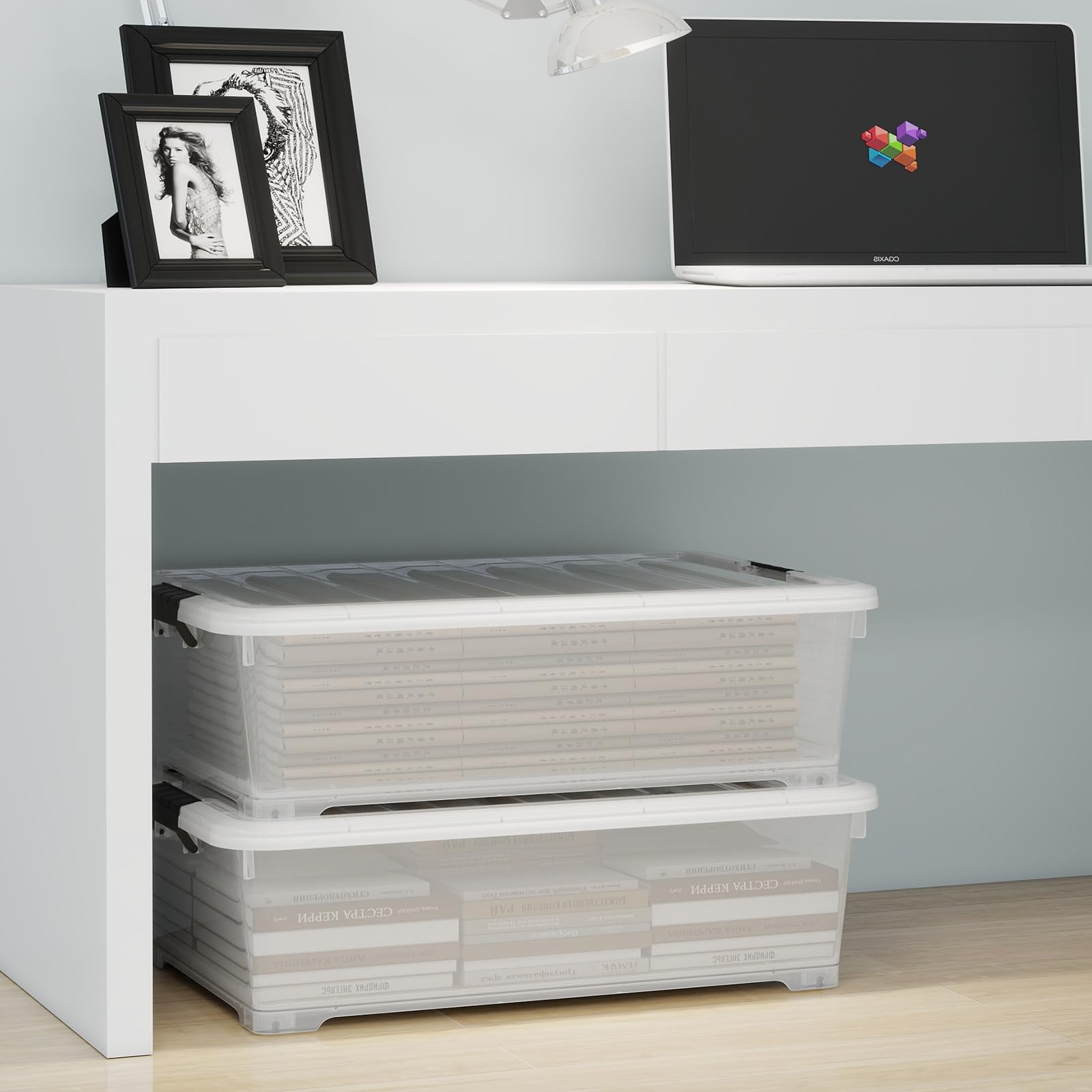 52 Quart Large Plastic Underbed Latching Storage Box (3 Count)