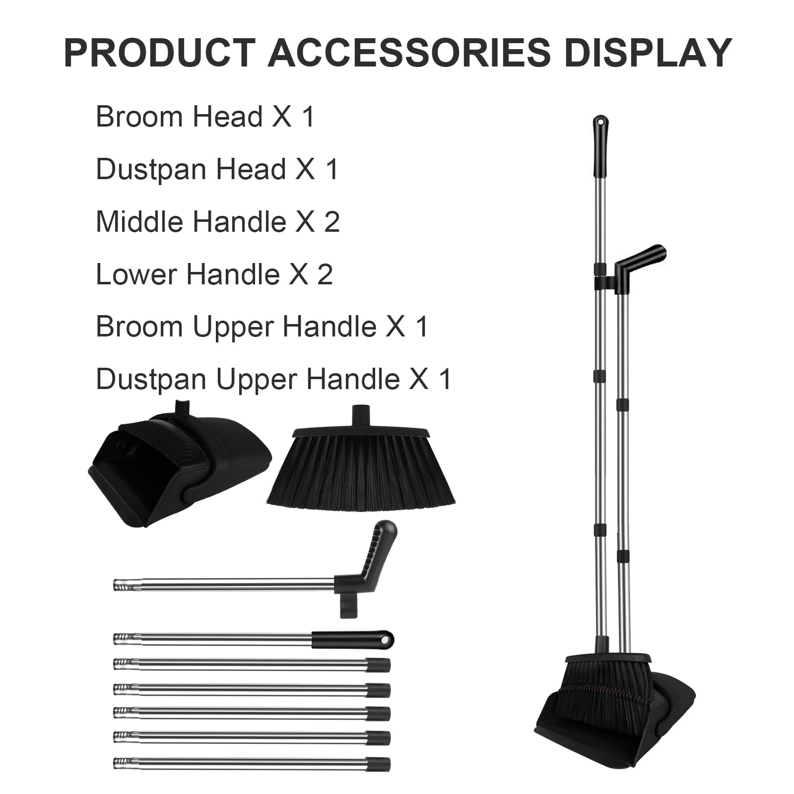 Black Broom and Dustpan Combo Set